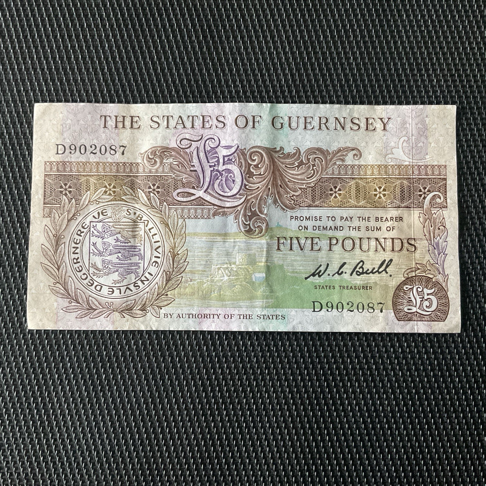 GUERNESEY: 5 Pounds 1980, Pick 49a, TTB+/VF+ 💥