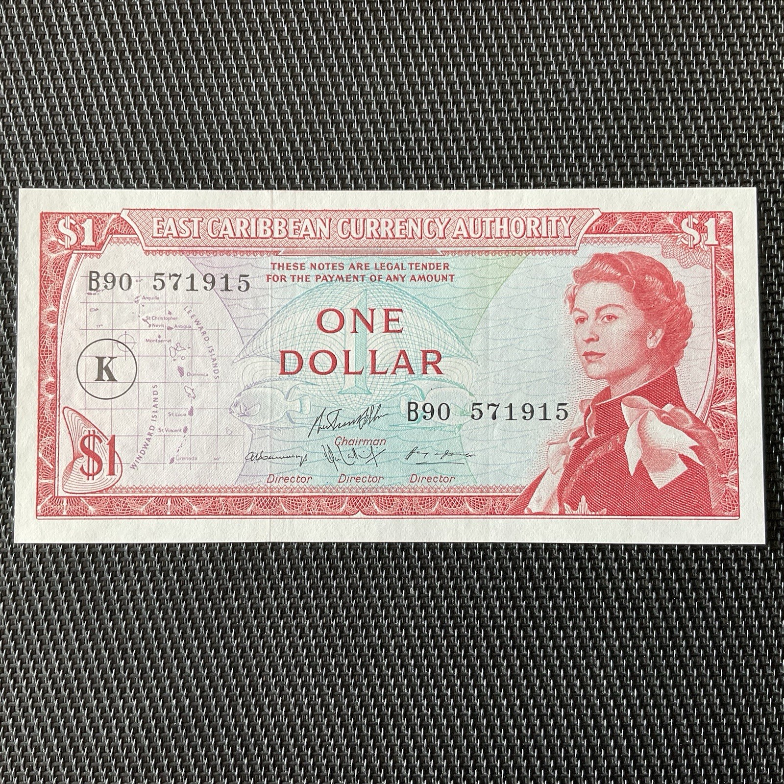 EAST CARIBBEAN: 1 Dollar ND 1965, Lettre K, Saint Kitts, Pick 13k, NEUF/UNC 🔥