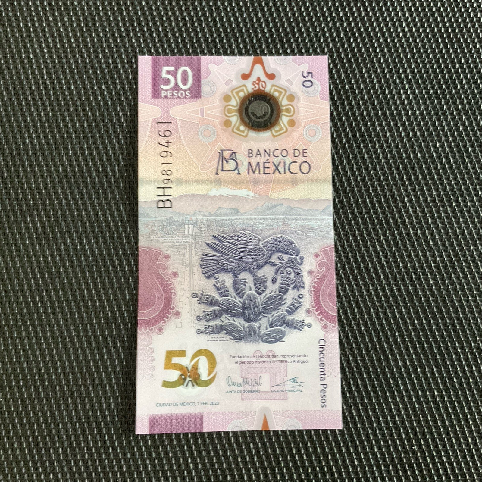 MEXIQUE: 50 Pesos 07/02/2023, Polymère, Pick 133 Sign 2, NEUF/UNC 💥