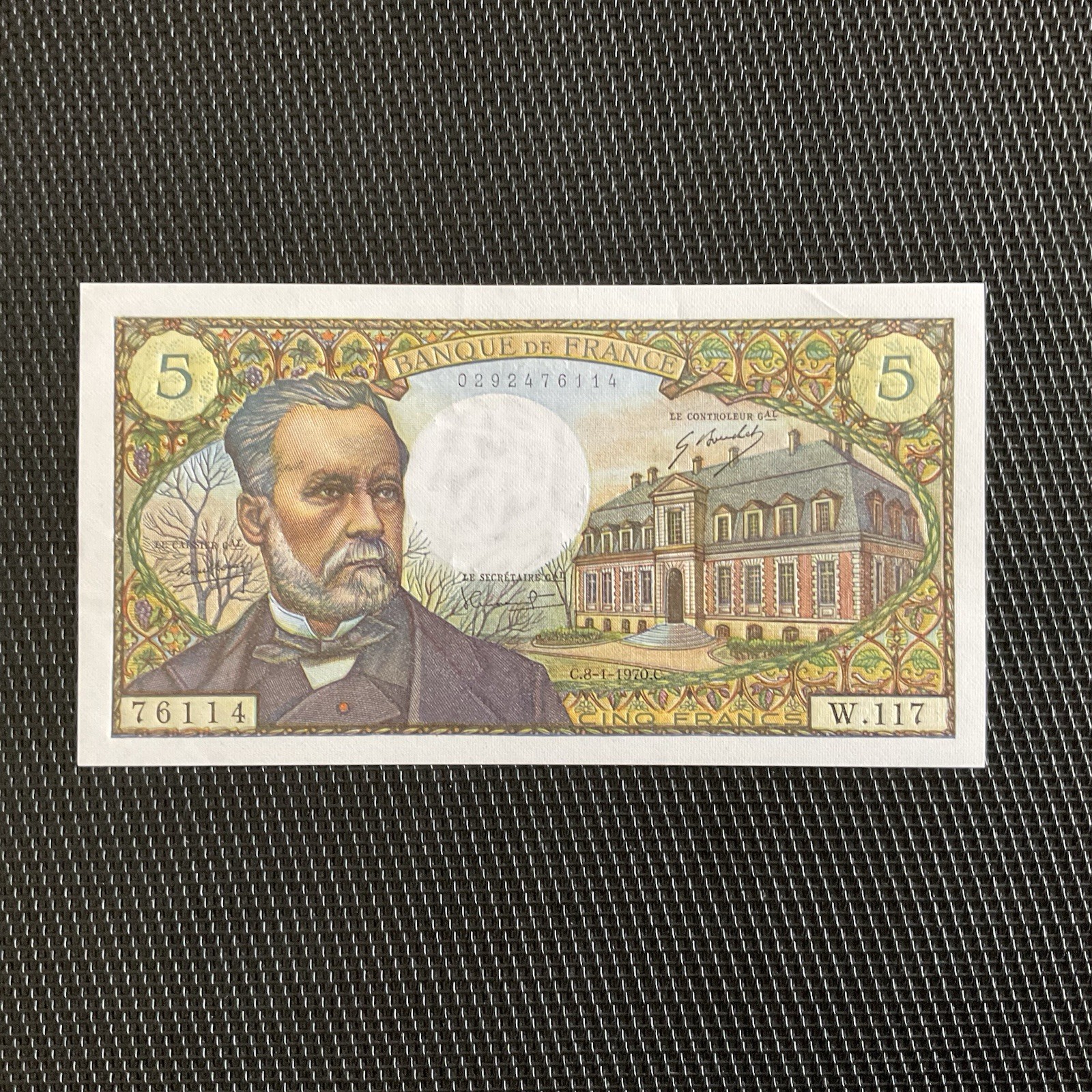 FRANCE: 5 Francs Pasteur 08/01/1970, Dernière Date, F61-12 , SPL/AU 🇫🇷