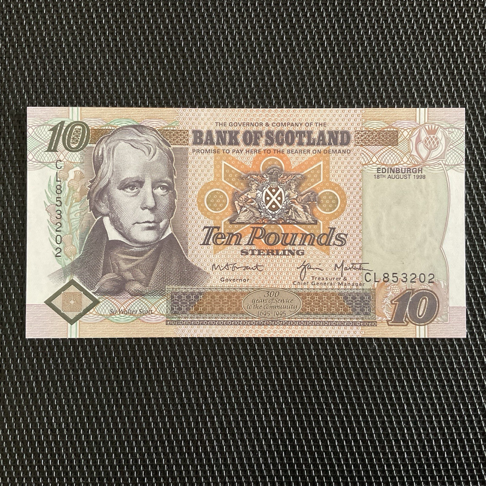ÉCOSSE: 10 Pounds 18/08/1998, Bank Of Scotland, Pick 120c, NEUF/UNC 🔥