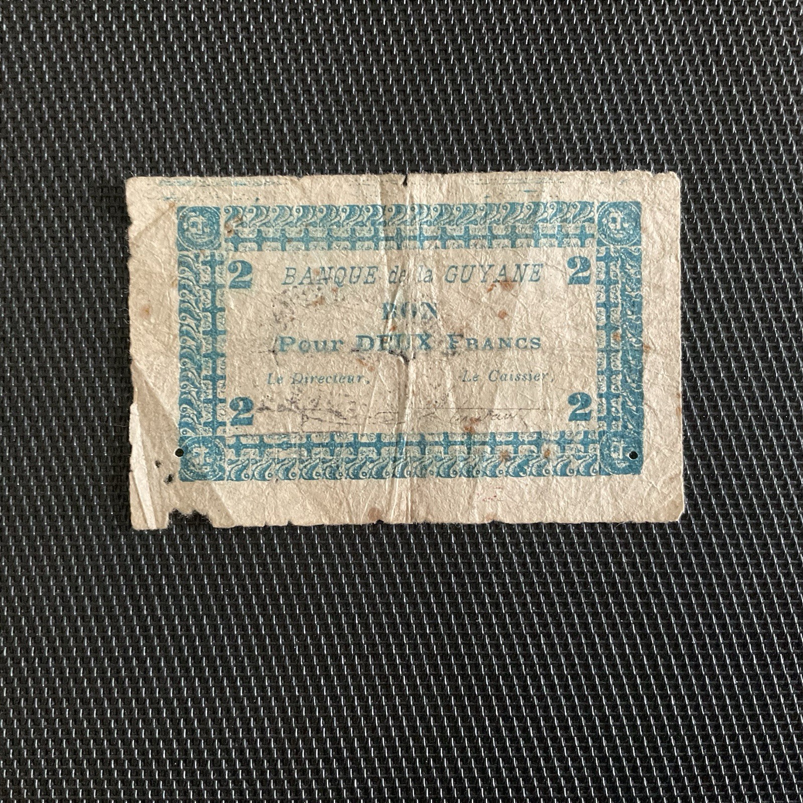GUYANE FRANÇAISE: Bon De 2 Francs ND 1945, Pick 11C, B/G 🇫🇷