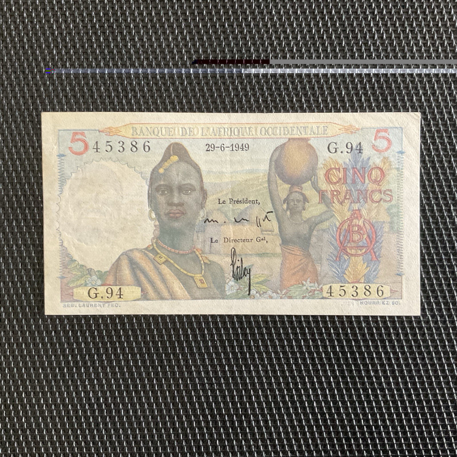AFRIQUE OCCIDENTALE FRANÇAISE: 5 Francs 29/06/1949, Pick 36b, SUP+/XF+ 💥
