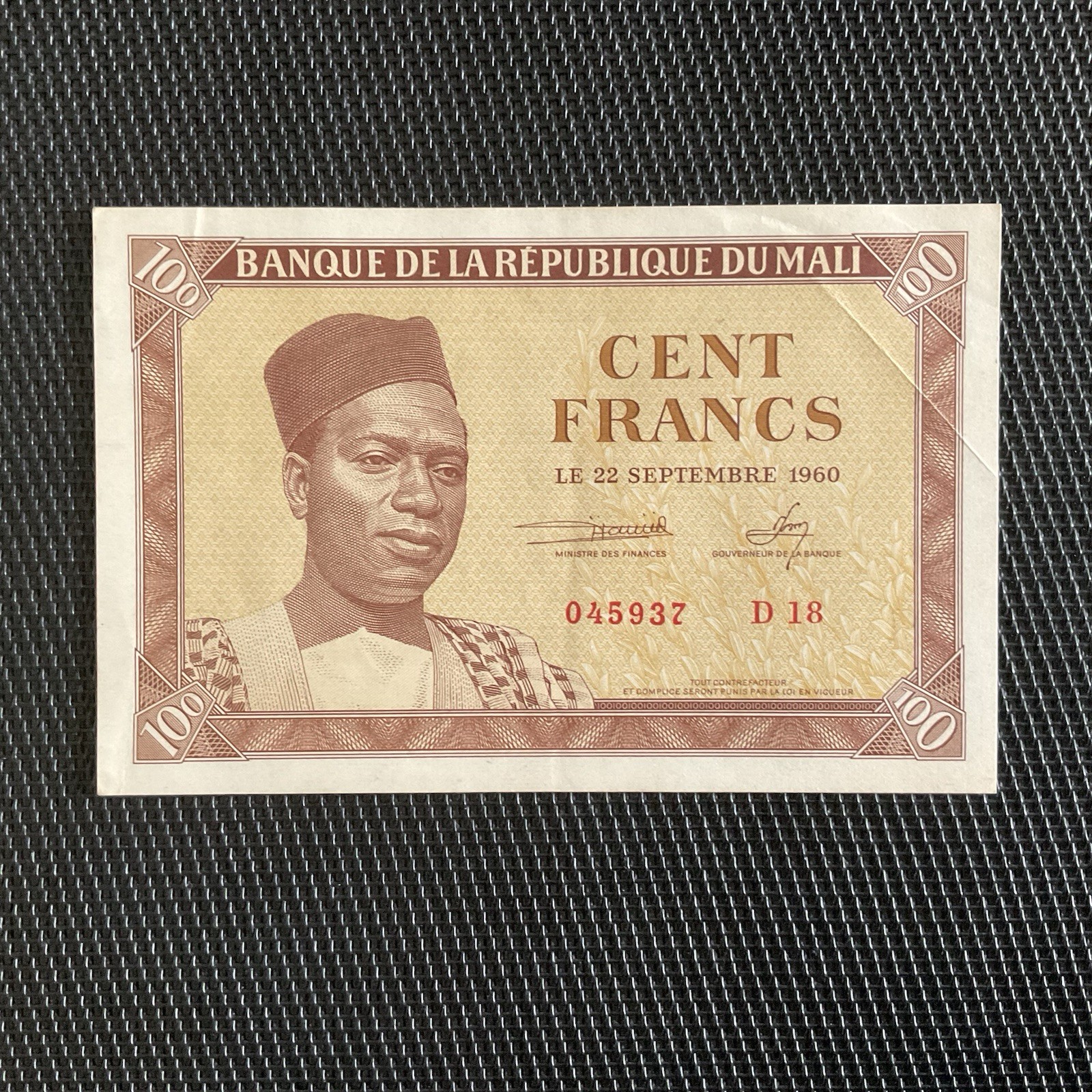 MALI: 100 Francs 22/09/1960, Pick 2, SUP+/XF+ 🔥