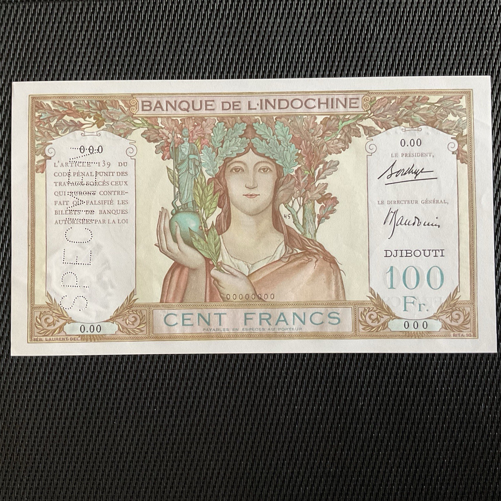 DJIBOUTI: 100F ND 1928, Bq De L’Indochine, Pick 8s, Pr.NEUF/AUNC 🔥