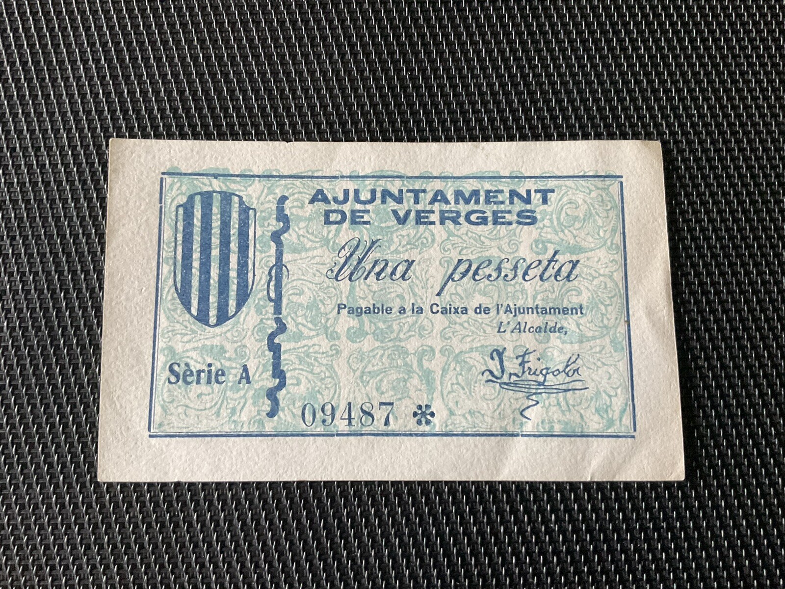 ESPAGNE: 1 Peseta 1937, Verges Catalogne, Billet Local, SUP+/XF+ 💥