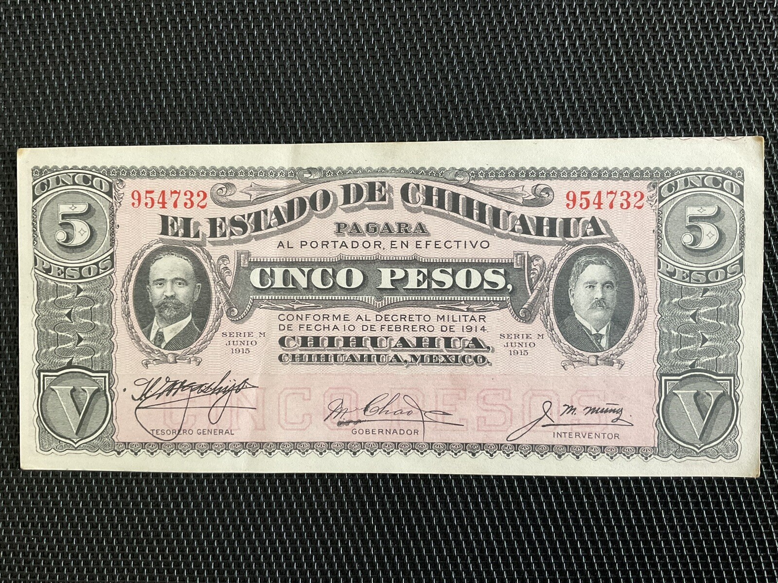 MEXIQUE: 5 Pesos 06/1915, État De Chihuahua, Pick S532A, SUP/XF 🔥