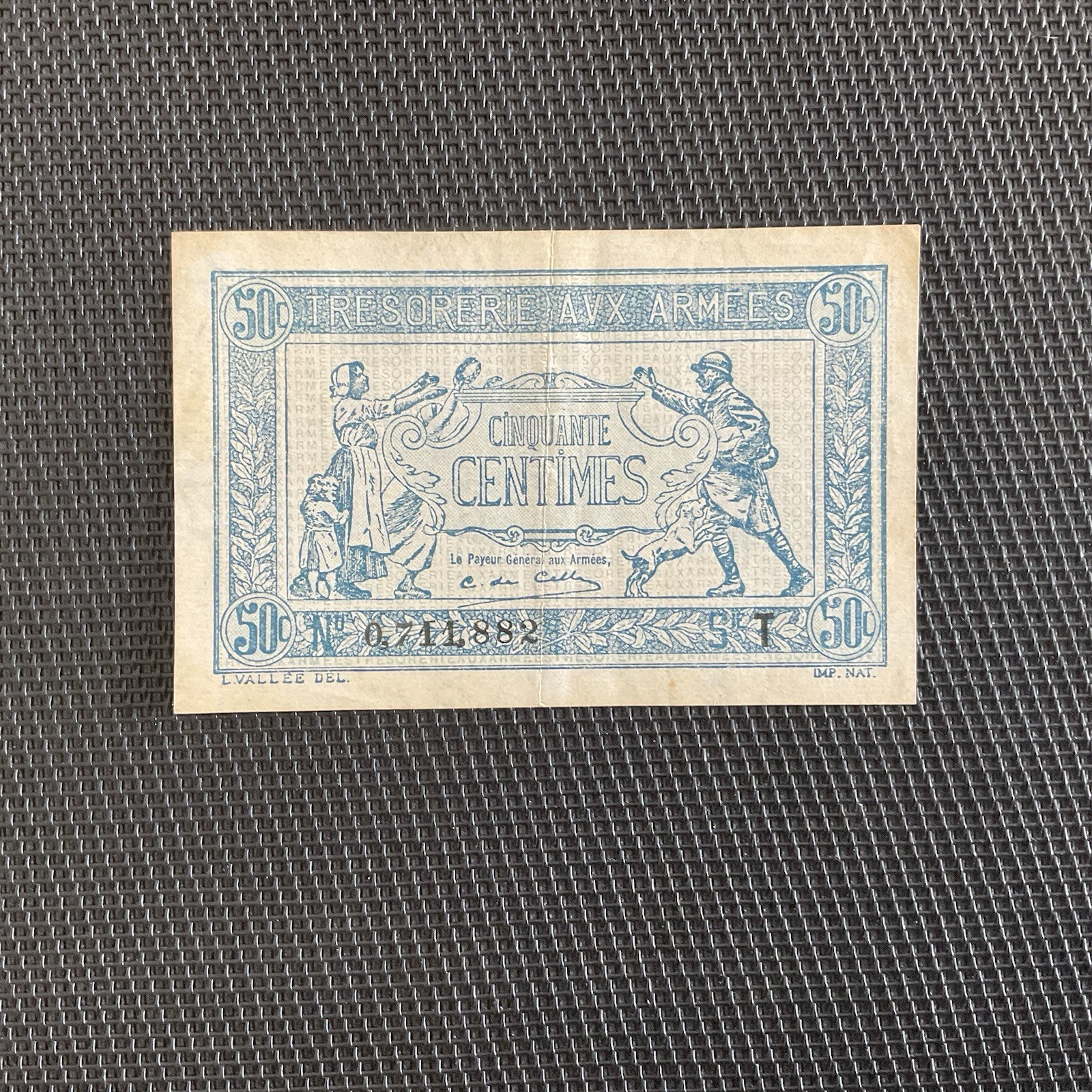 FRANCE: 50 cts Trésorerie Aux Armées 1919, Série T, SUP/XF 🇫🇷