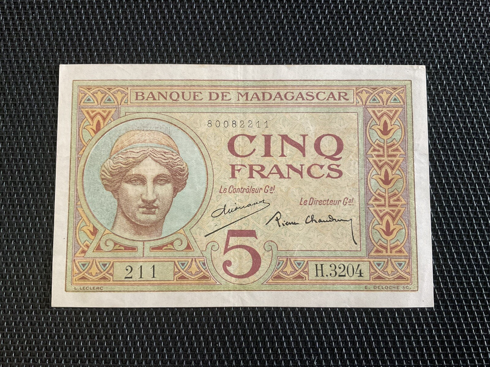 MADAGASCAR: 5F ND 1937, Pick 35b, SUP/XF 🌐