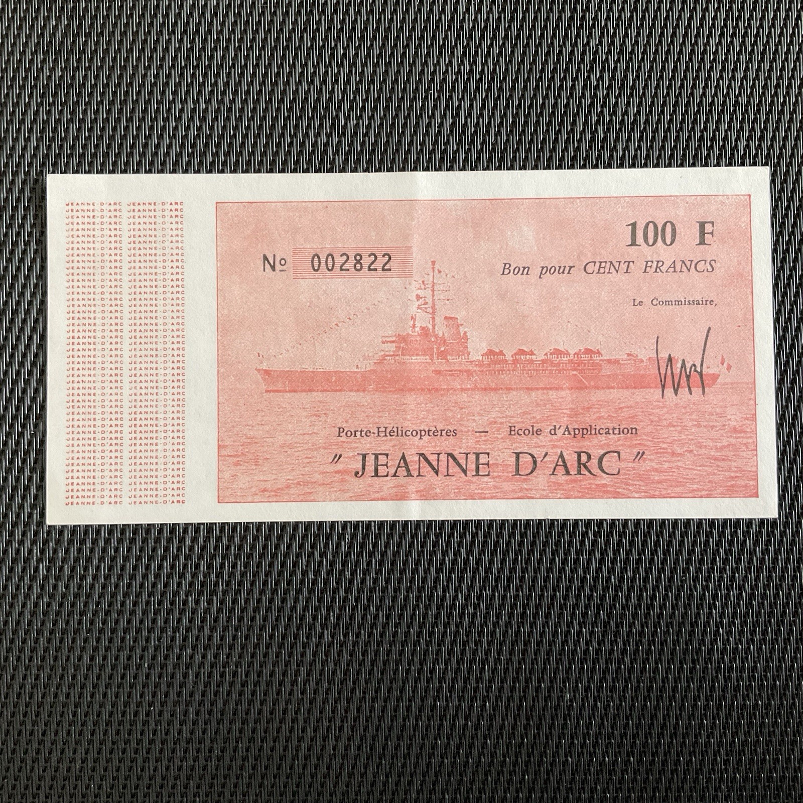 FRANCE: Bon Pour 100F Porte Hélicoptère Jeanne D’arc 1977, K226d, SPL/AU 🇫🇷