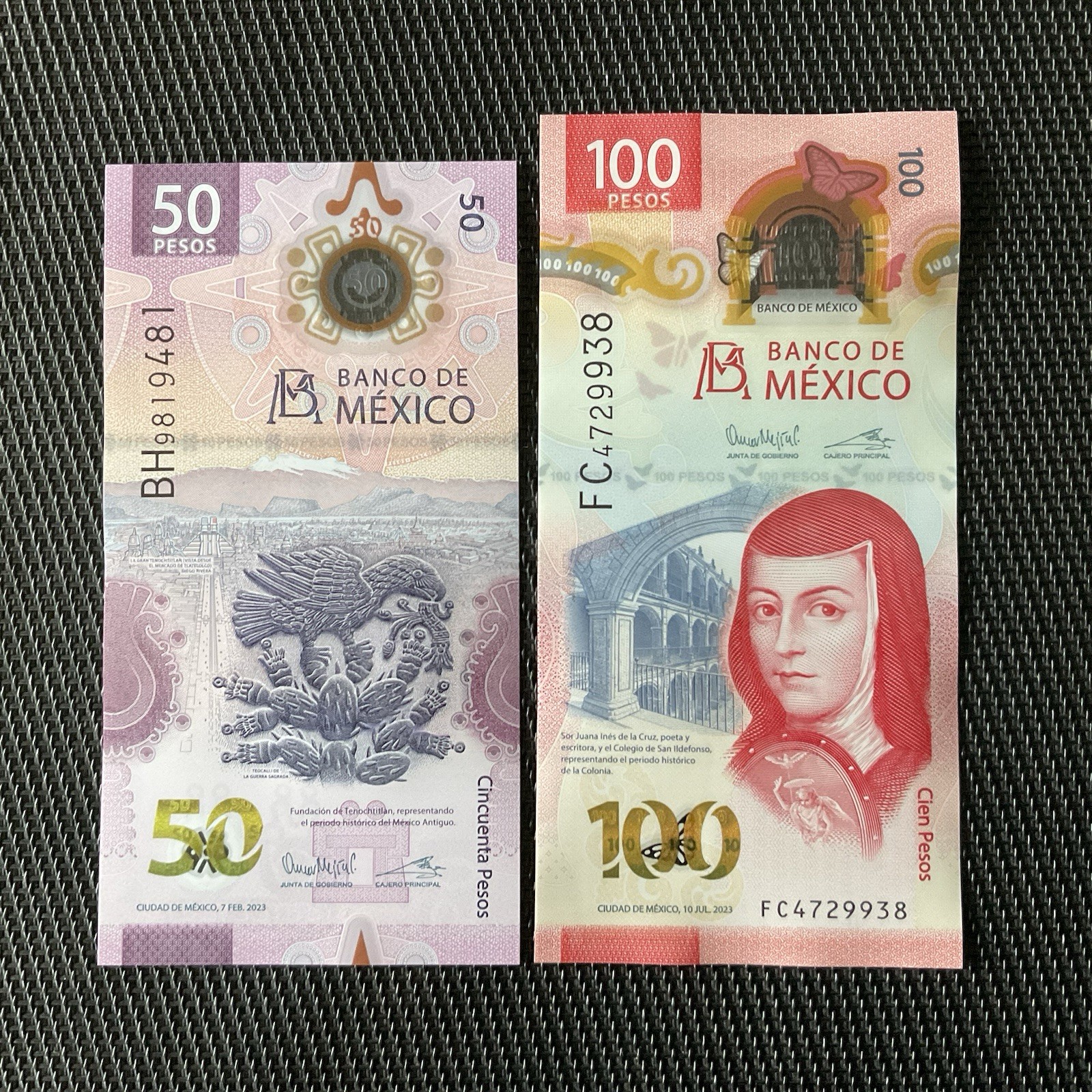 MEXIQUE: 50 et 100 Pesos 2023, Polymère, Pick 133/134, NEUFS/UNC 💥