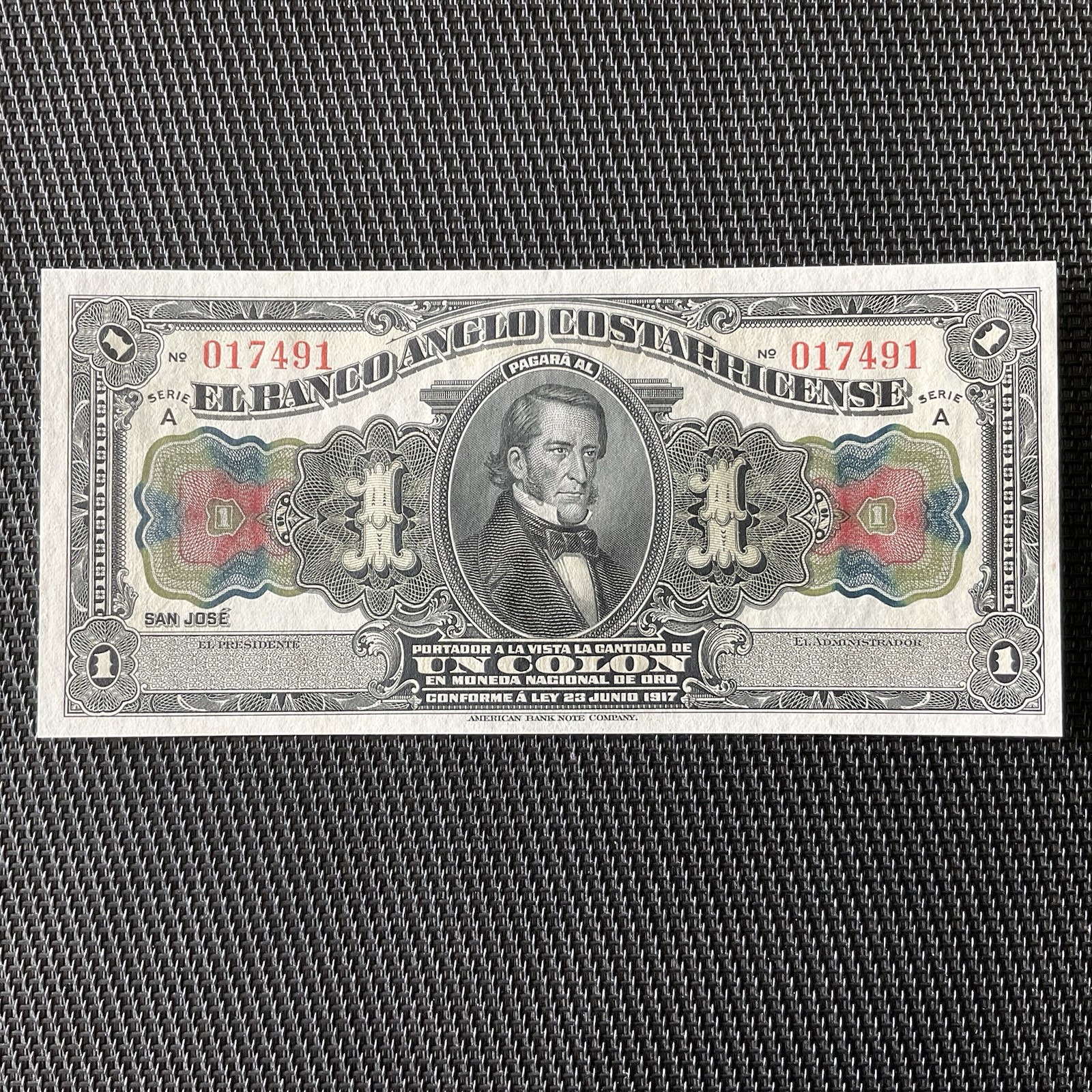 COSTA RICA: 1 Colon 23/06/1917, Pick S121r, NEUF/UNC 🔥
