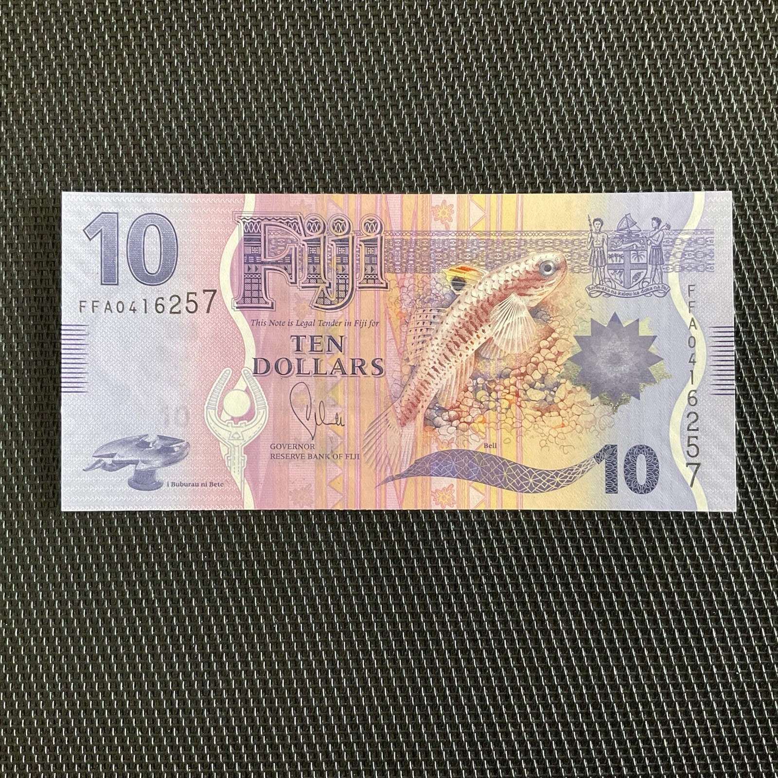 ÎLES FIDJI: 10 Dollars ND 2012, Pick 116a, NEUF/UNC 🌐