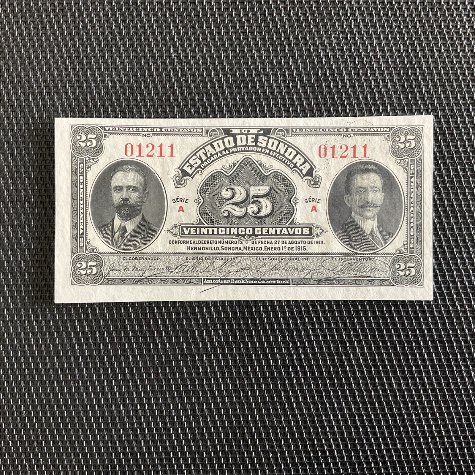 MEXIQUE: 25 Centavos 01/01/1915, État De Sonora, Pick S1069, Pr.NEUF/AUNC 🔥