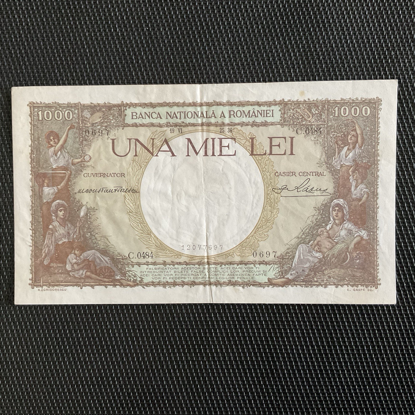 ROUMANIE: 1000 Lei 25/06/1936, Pick 44a, SUP/XF 🌐