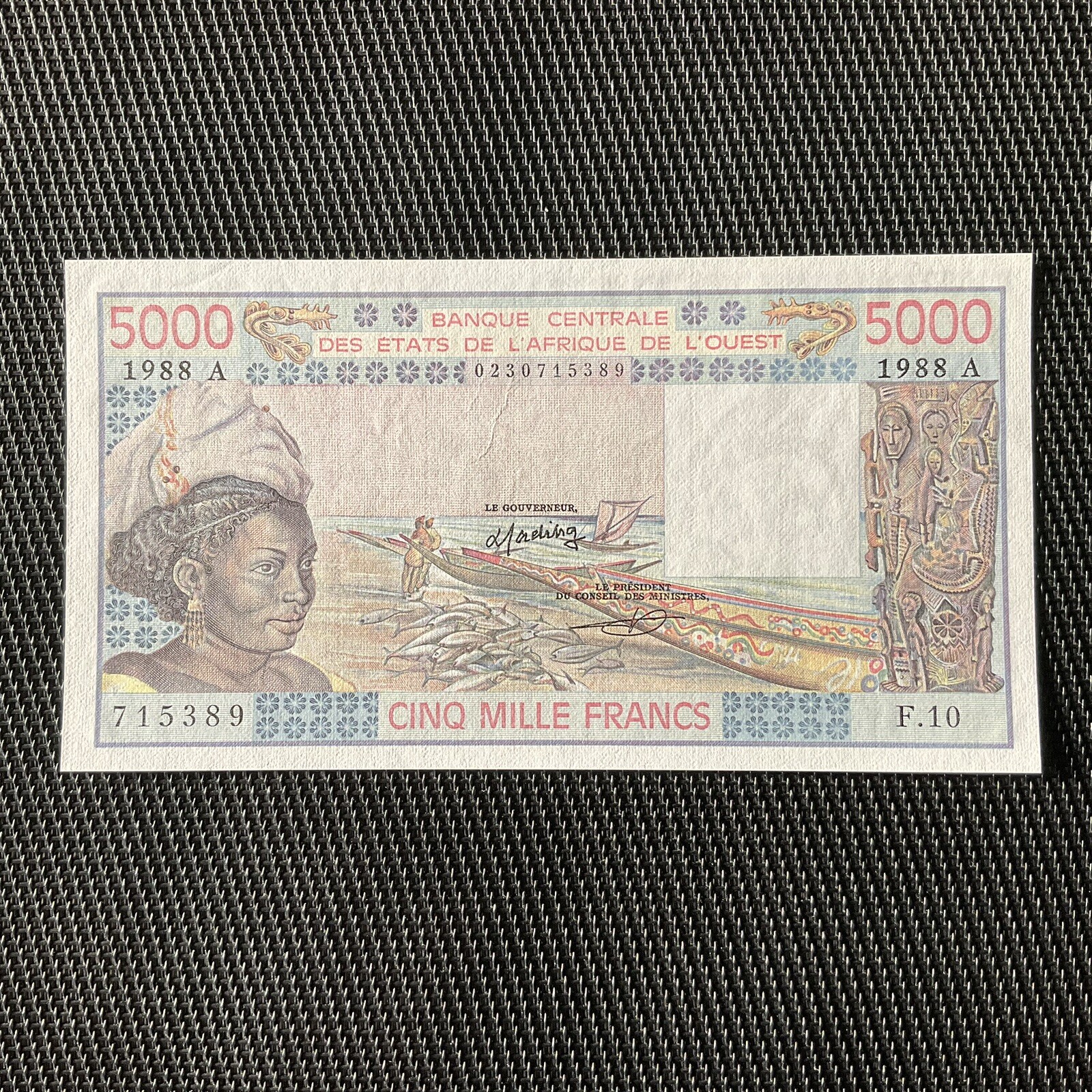 CÔTE D’IVOIRE: 5000 Francs 1988, BCEAO, Pick 108Af, SPL/AU 💥
