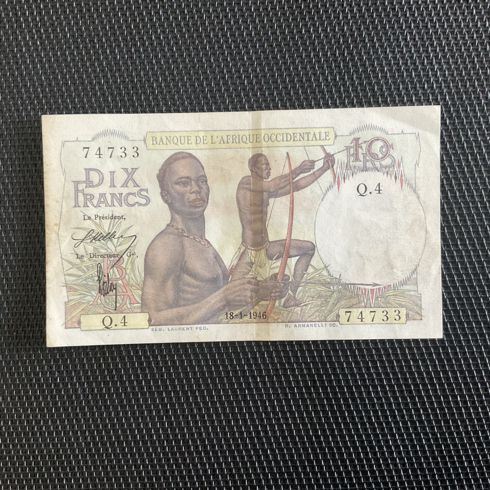 AFRIQUE OCCIDENTALE FRANÇAISE: 10 Francs 18/01/1946, Pick 37a, TTB+/VF+ 💥