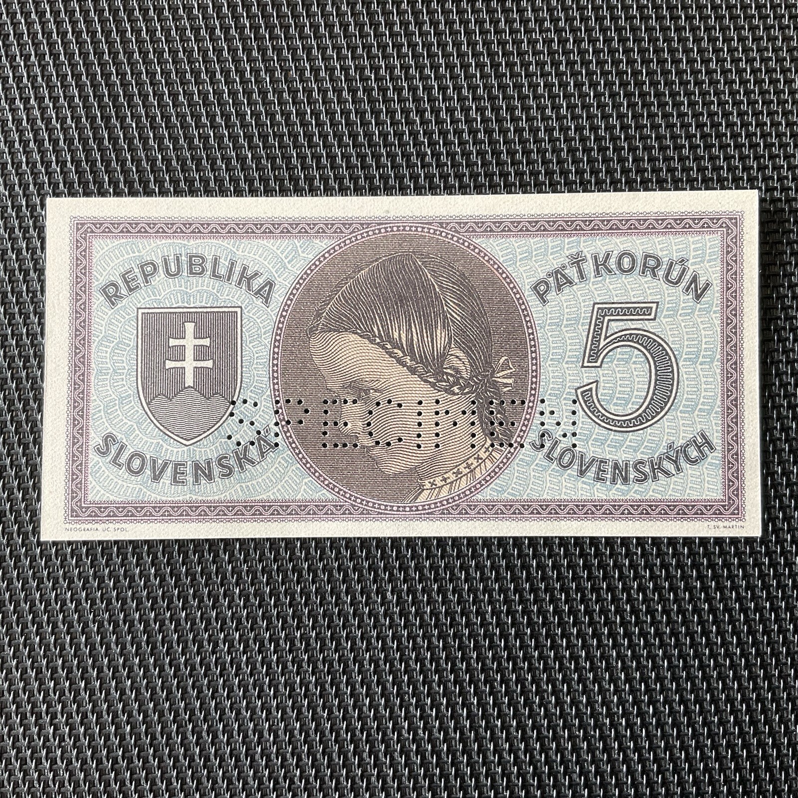 SLOVAQUIE: 5 Korun ND 1945, Pick 8s, SPÉCIMEN, NEUF/UNC 🌐
