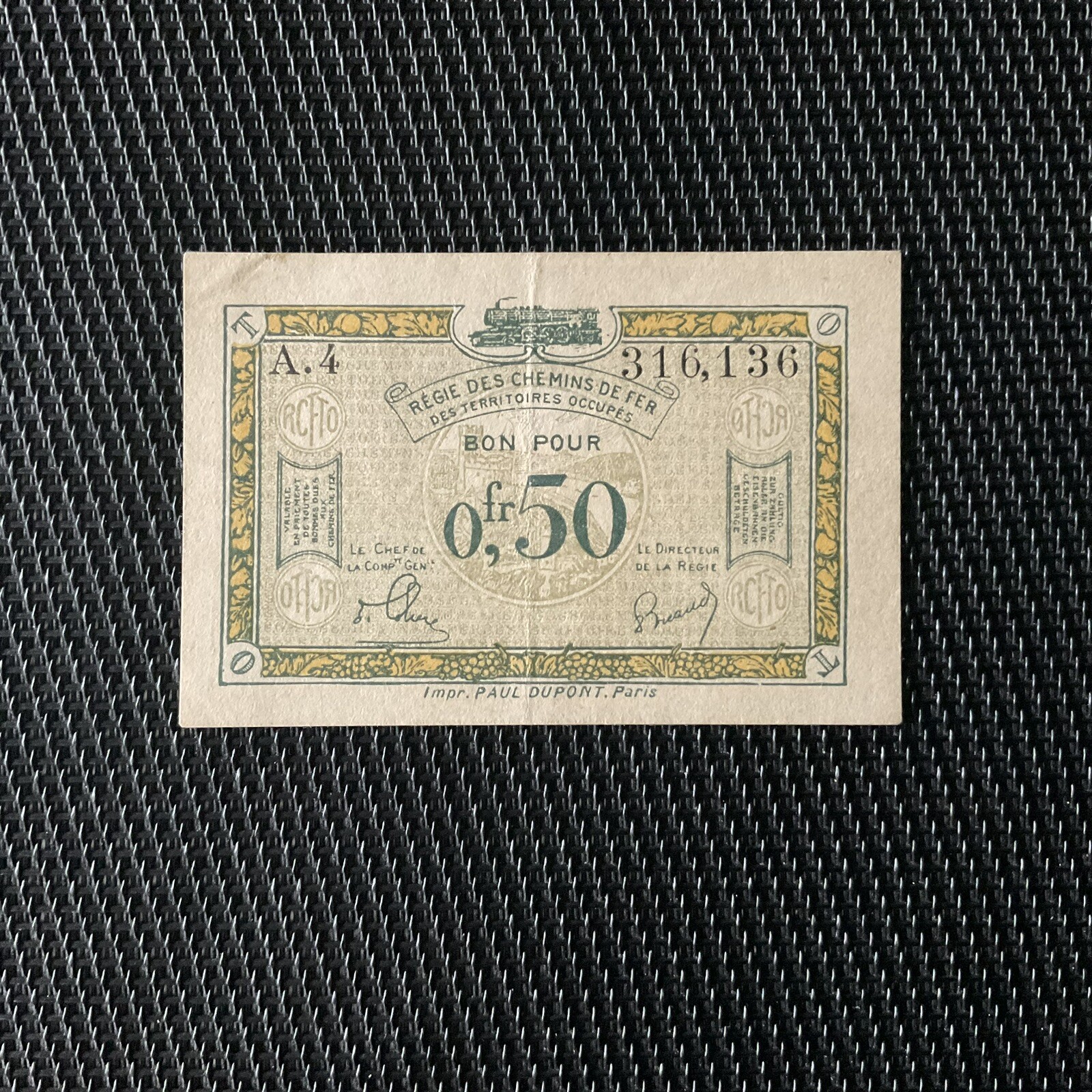 FRANCE: 50 Cts Régie Des Chemins De Fer, SUP/XF 🇫🇷