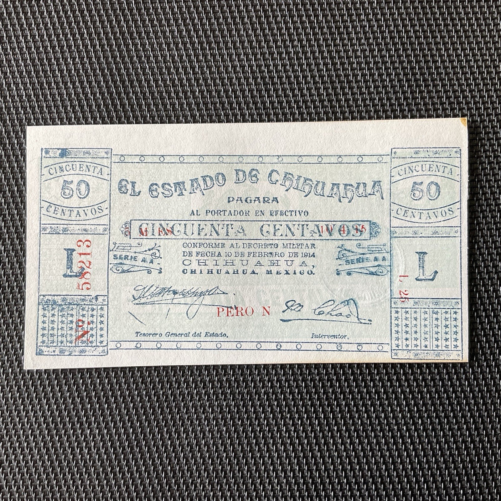 MEXIQUE: 50 Centavos 10/02/1914, Chihuahua, Pick S527, SPL/AU 🌐