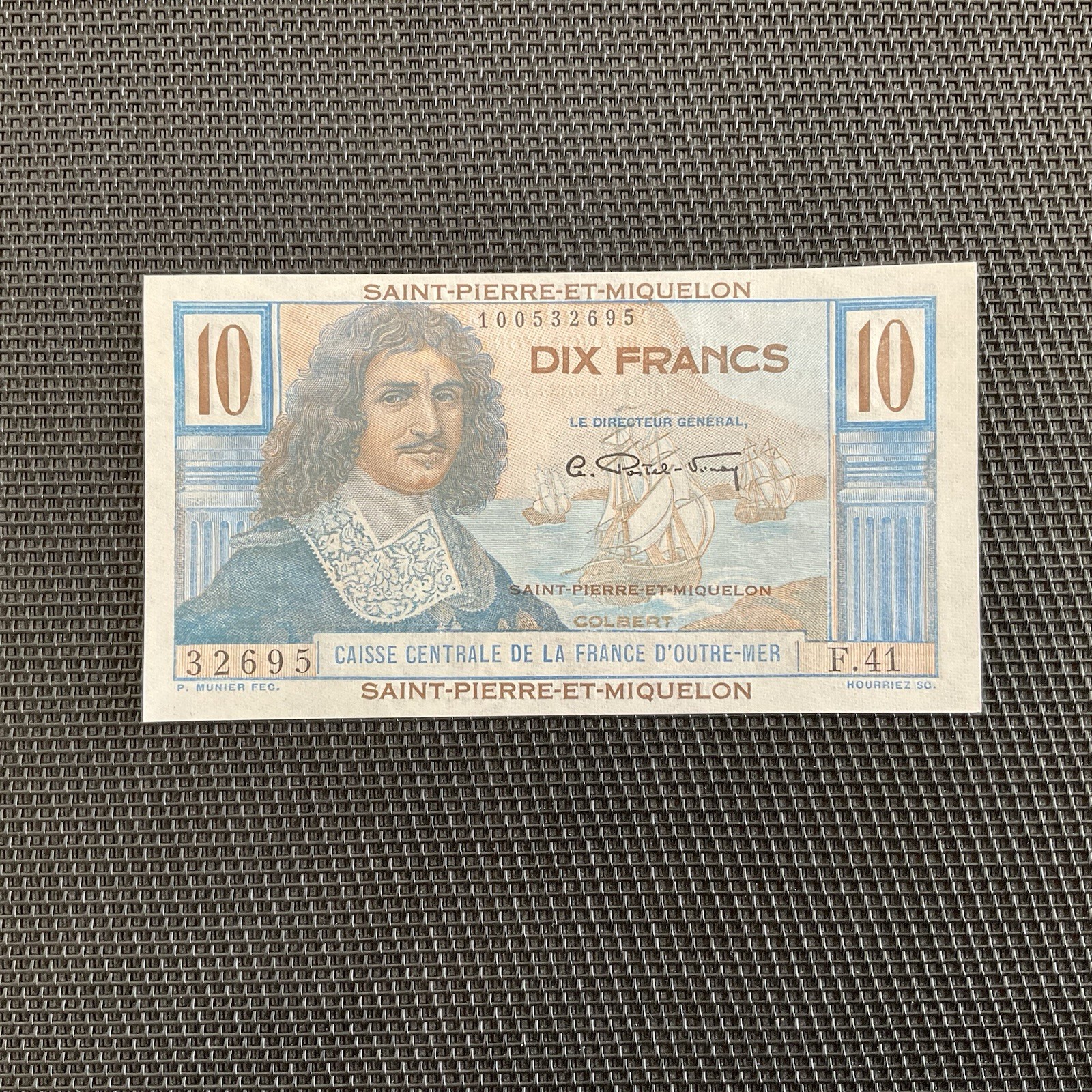 ST PIERRE ET MIQUELON: 10 Francs ND 1950, Colbert, CCFOM, Pick 23,...