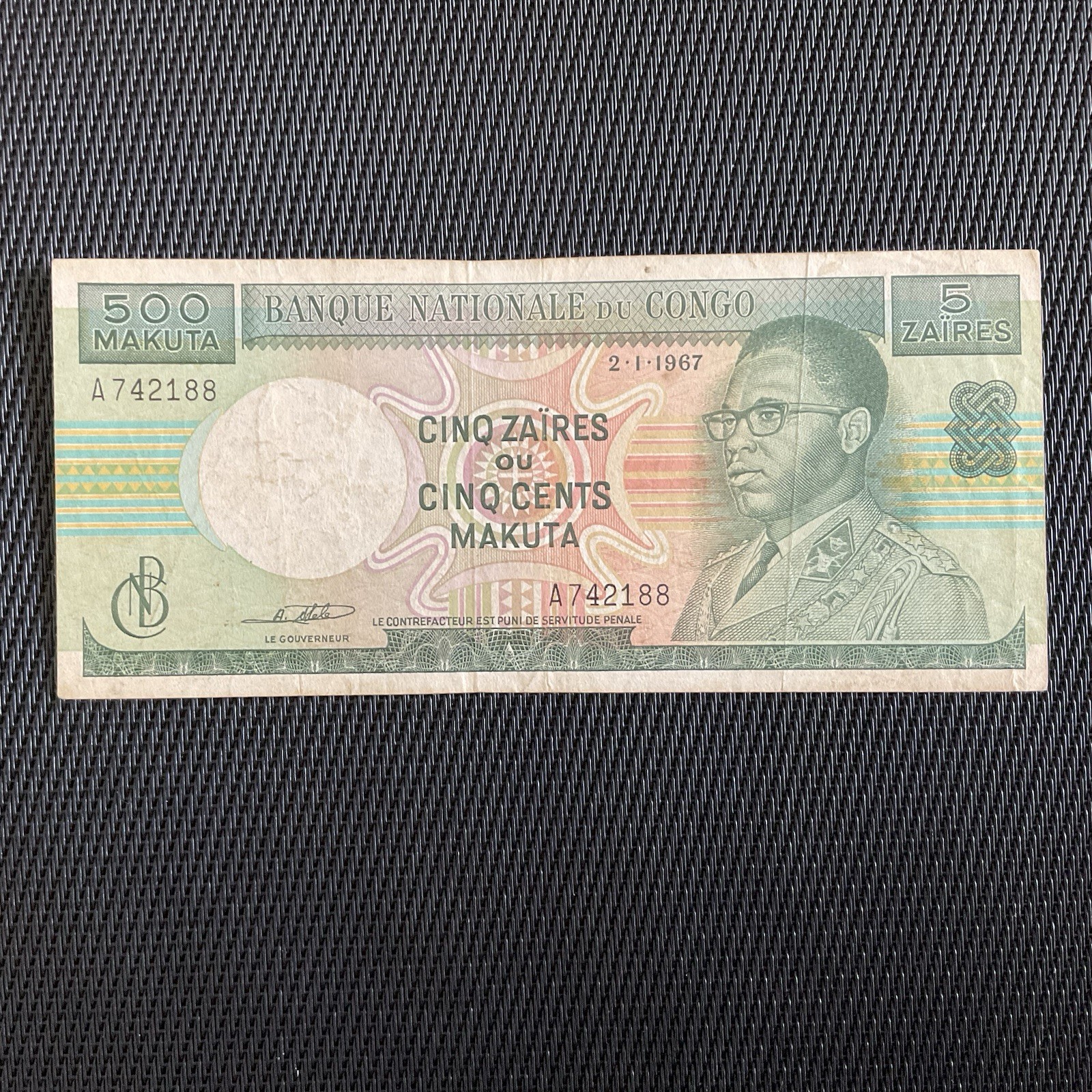 RÉP. DU CONGO: 500 Makuta 02/01/1967, Pick 13a, Pr.TTB/VF 🔥