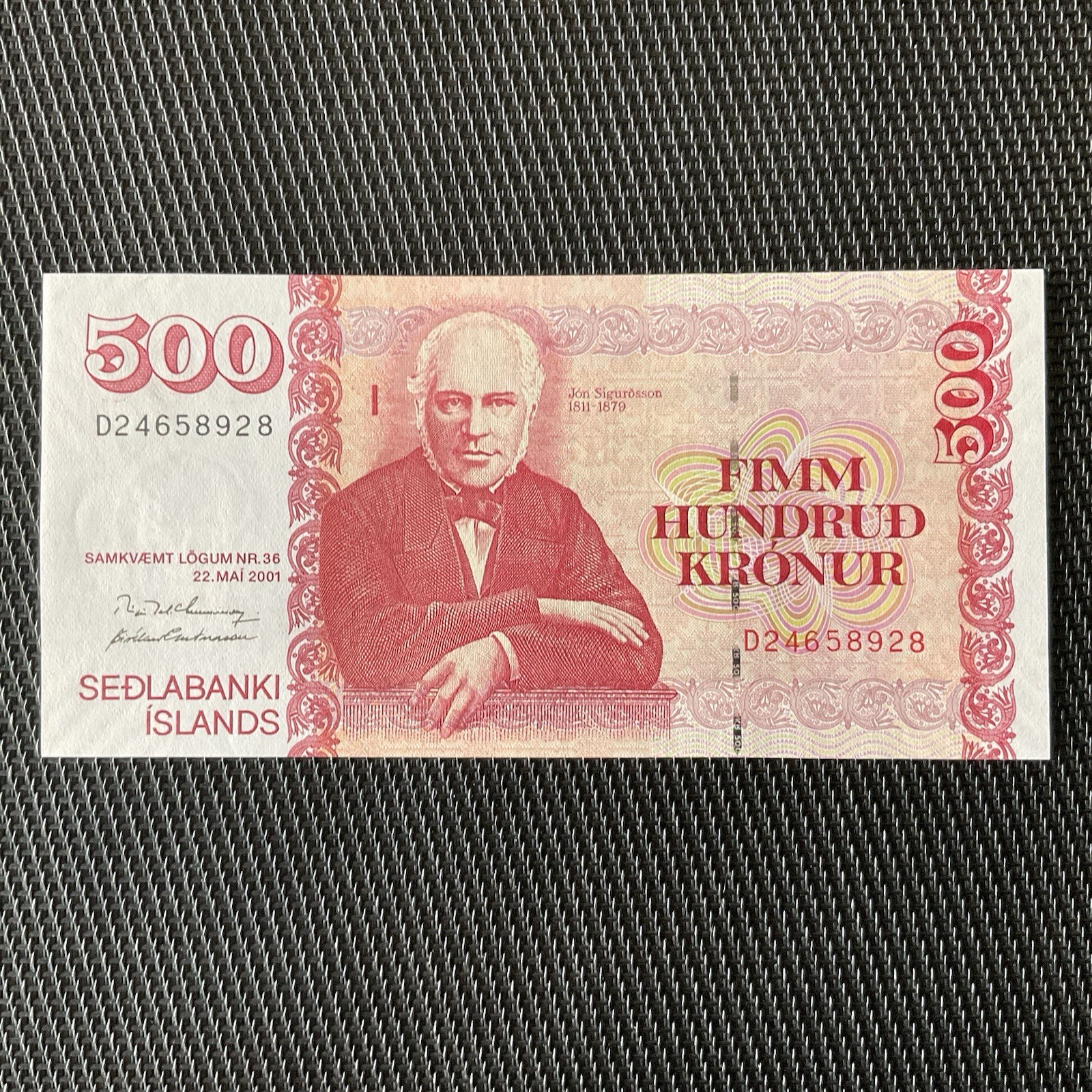 ISLANDE: 500 Kronur 22/05/2001, Pick 58a, NEUF/UNC 💥