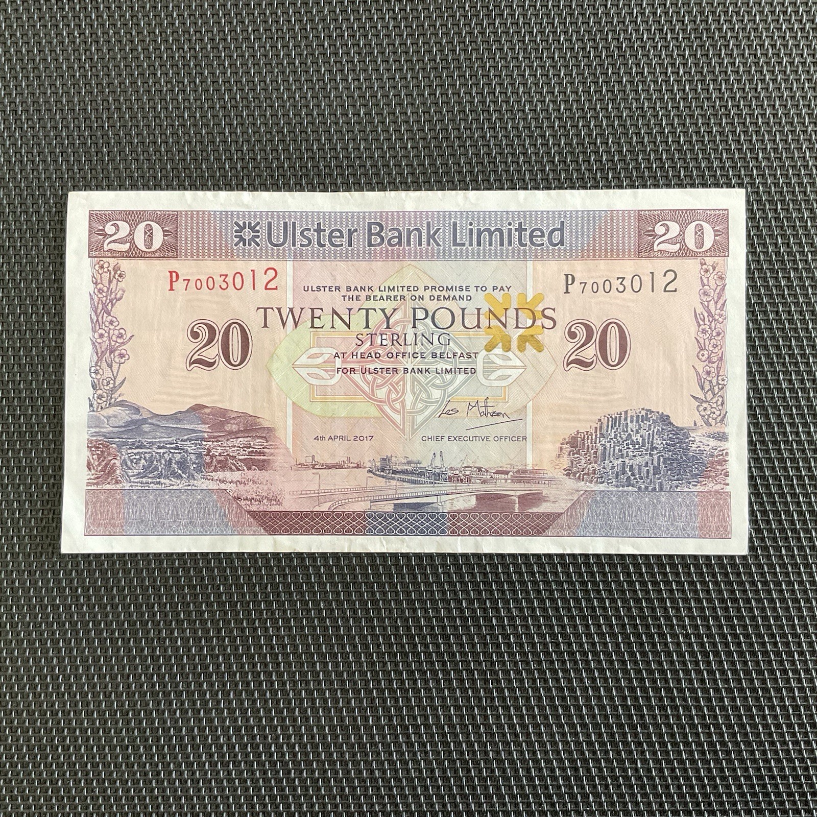 IRELANDE DU NORD: 20 Pounds 04/04/2017, Ulster Bank, Pick 342c, Pr.SUP/XF 🔥