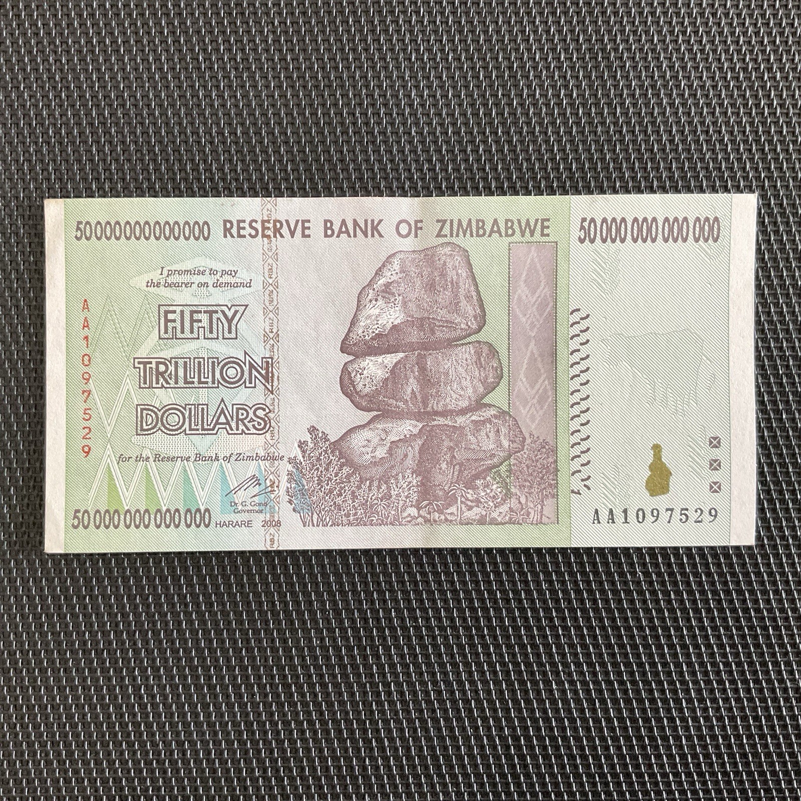 ZIMBABWÉ: 50 Trillion Dollars 2008, Alph AA, Pick 90, Pr.SPL/AU 🔥