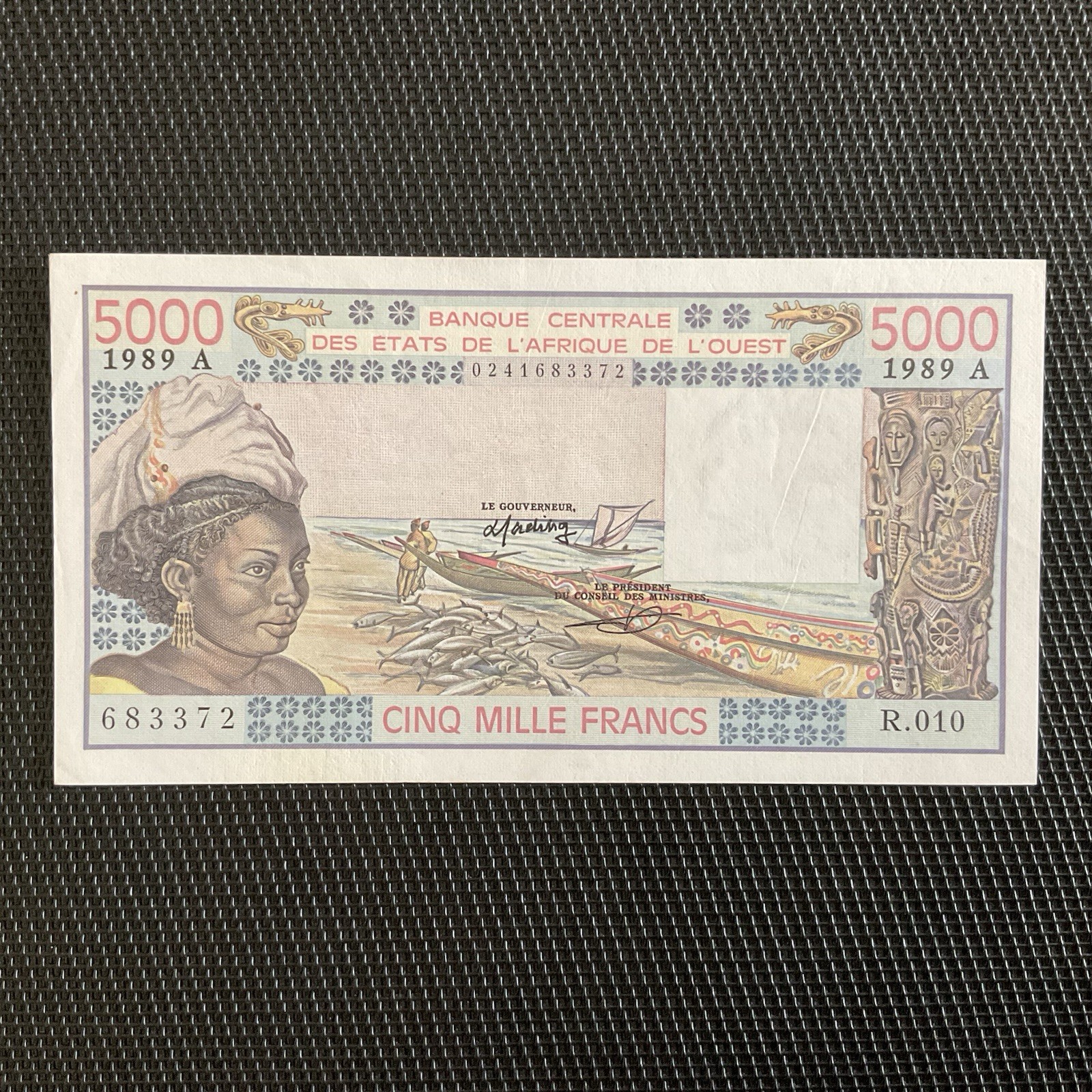 CÔTE D’IVOIRE: 5000 Francs 1989, BCEAO, Pick 108Aq, Pr.NEUF/AUNC 🔥