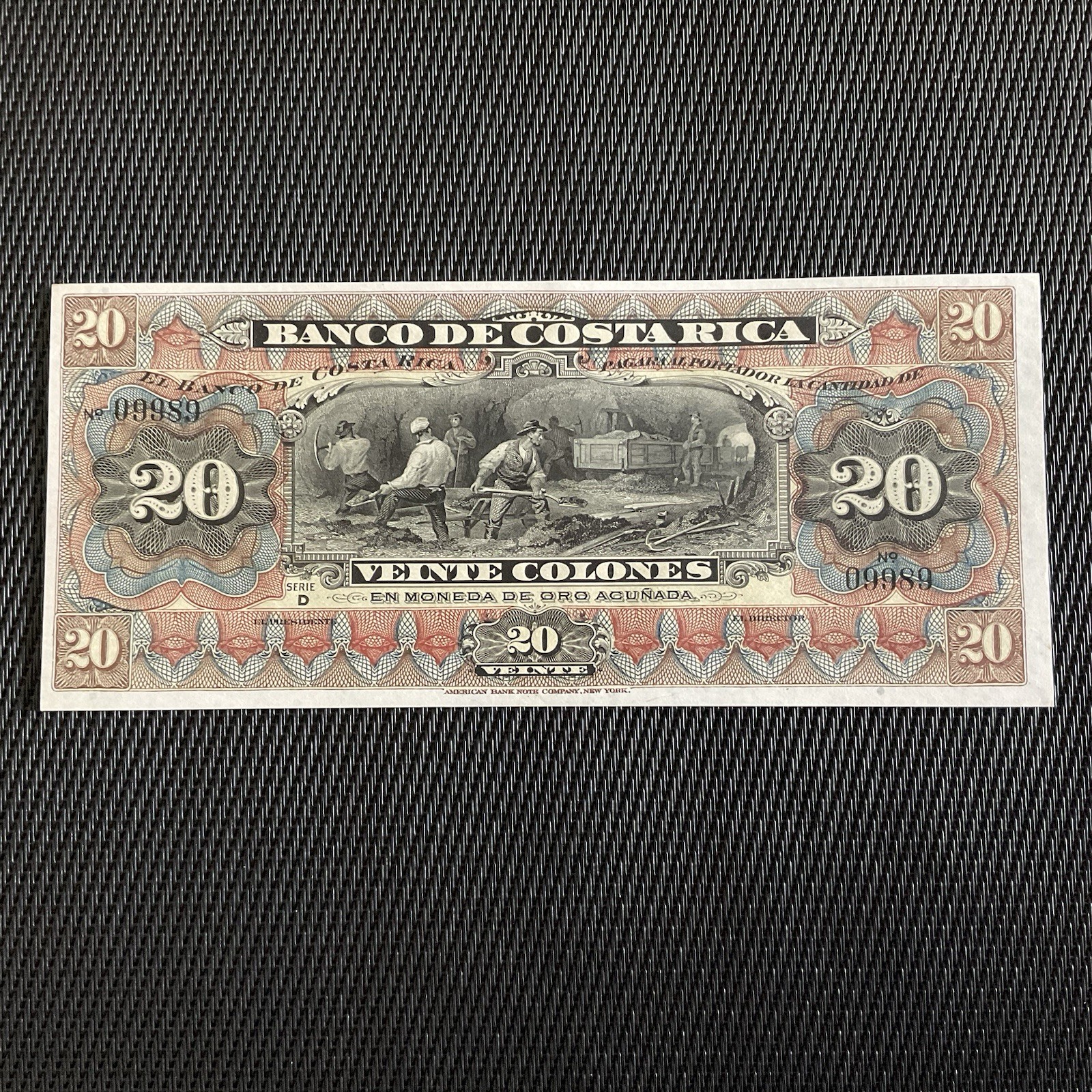 COSTA RICA: 20 Colons 01/01/1901, Pick S175r, NEUF/UNC 🔥