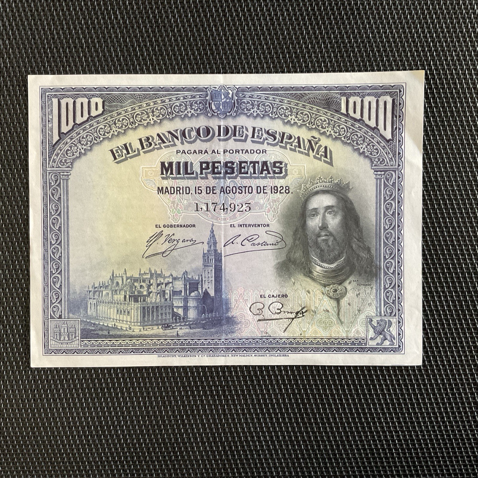 ESPAGNE: 1000 Pesetas 15/08/1928, Pick 78a, SUP+/XF+ 🌐