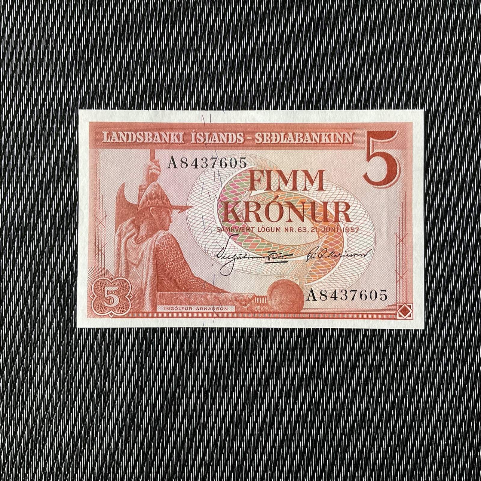 ISLANDE: 5 Kronur 21/06/1957, Pick 37b, NEUF/UNC 🔥