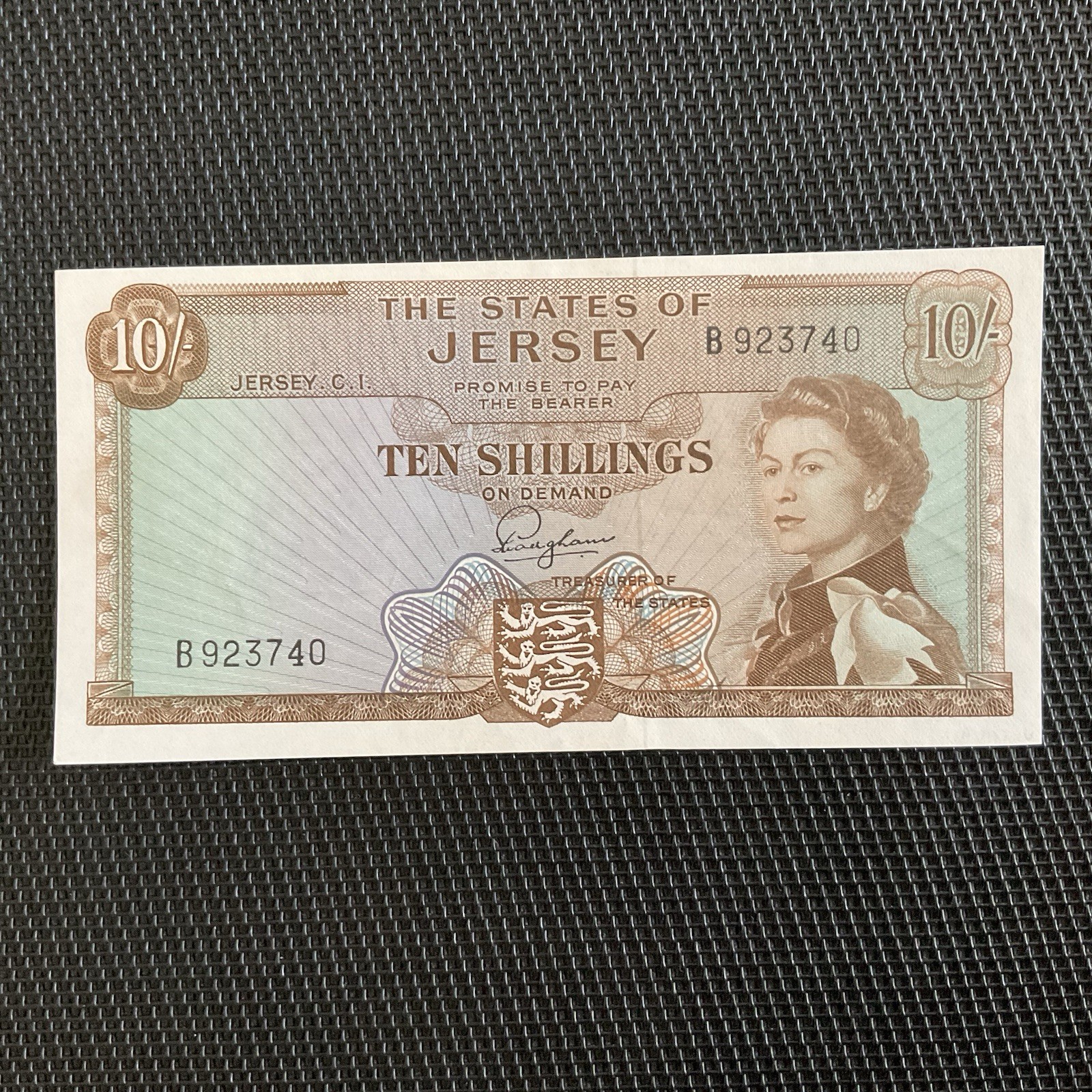 JERSEY: 10 Shillings ND 1963, Pick 7a, SPL+/AU+ 🔥