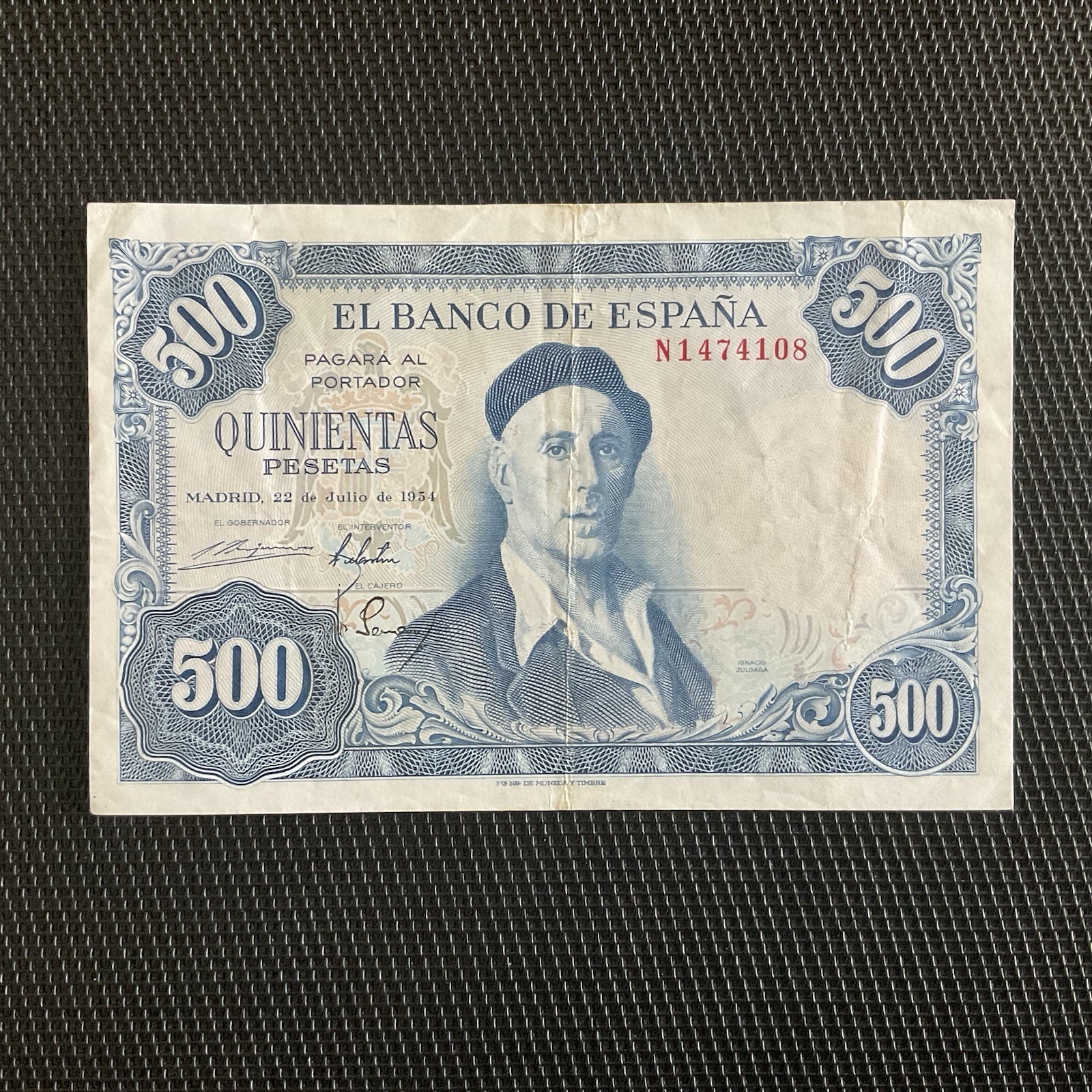 ESPAGNE: 500 Pesetas 22/07/1954, Pick 148a, TTB+/VF+ 🔥