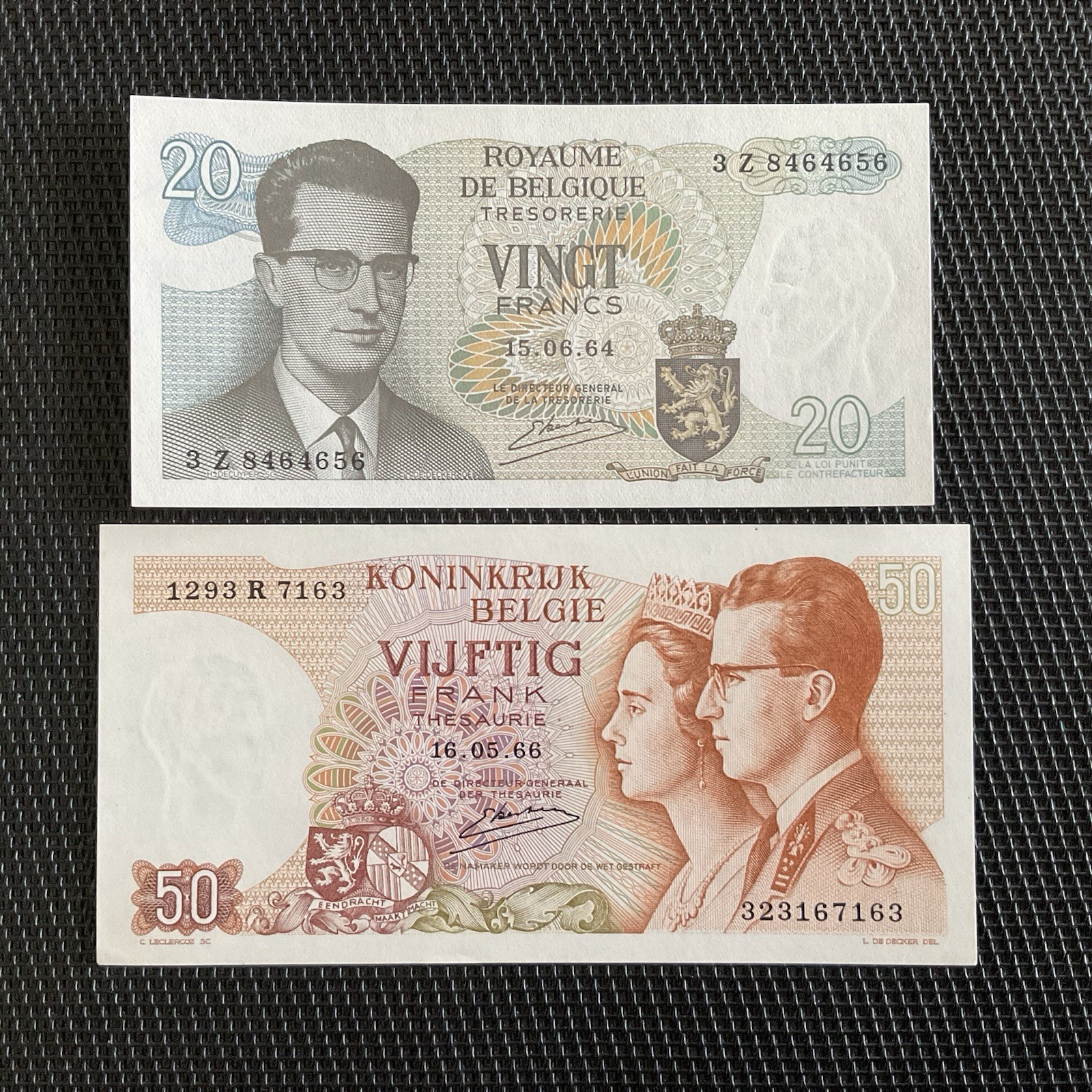 BELGIQUE: 50 et 100 Francs Trésor 1964/66, Pick 138/139, NEUFS/UNC 💥