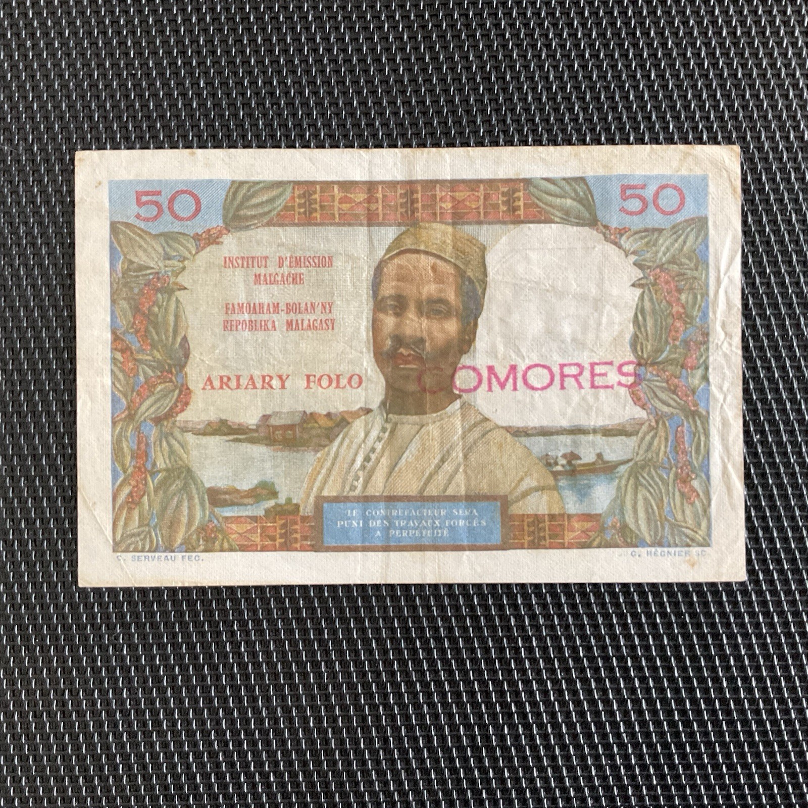 MADAGASCAR/COMORES: 50 Francs 1969 Avec Fausse Surcharge D’époque, TTB+/VF+ 💥