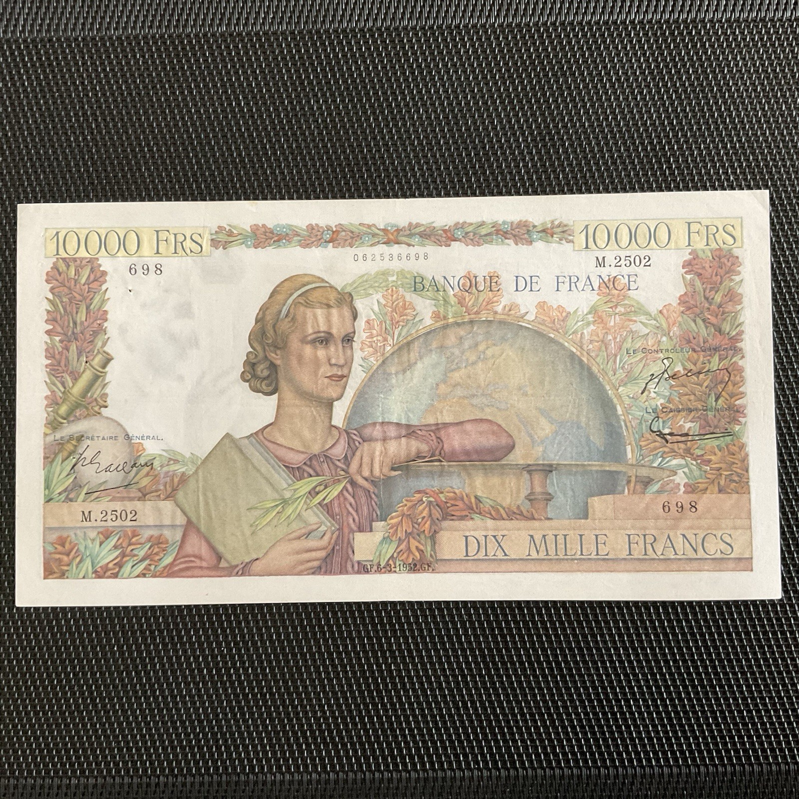 FRANCE: 10 000 Francs Génie Français 06/03/1952, F50-57, SUP/XF 🇫🇷