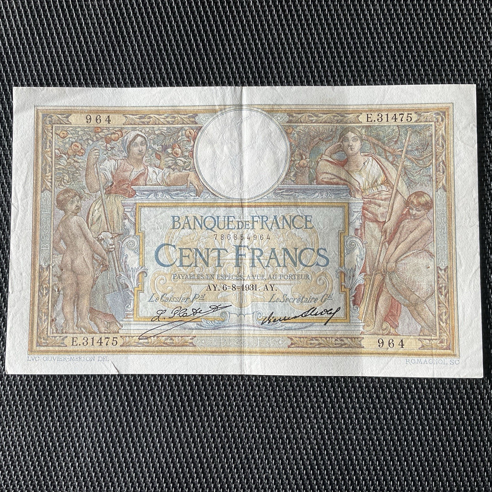 FRANCE: 100 Francs LOM Grands Cartouches 06/08/1931, F24-10, TTB+/VF+ 🇫🇷