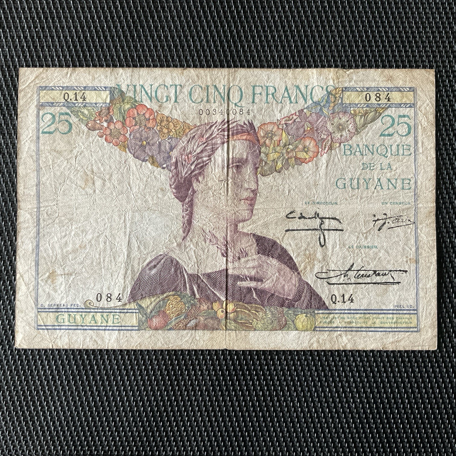 GUYANE FRANÇAISE: 25 Francs ND 1933/45, Pick 7 Sign 3, TB/F 🇫🇷