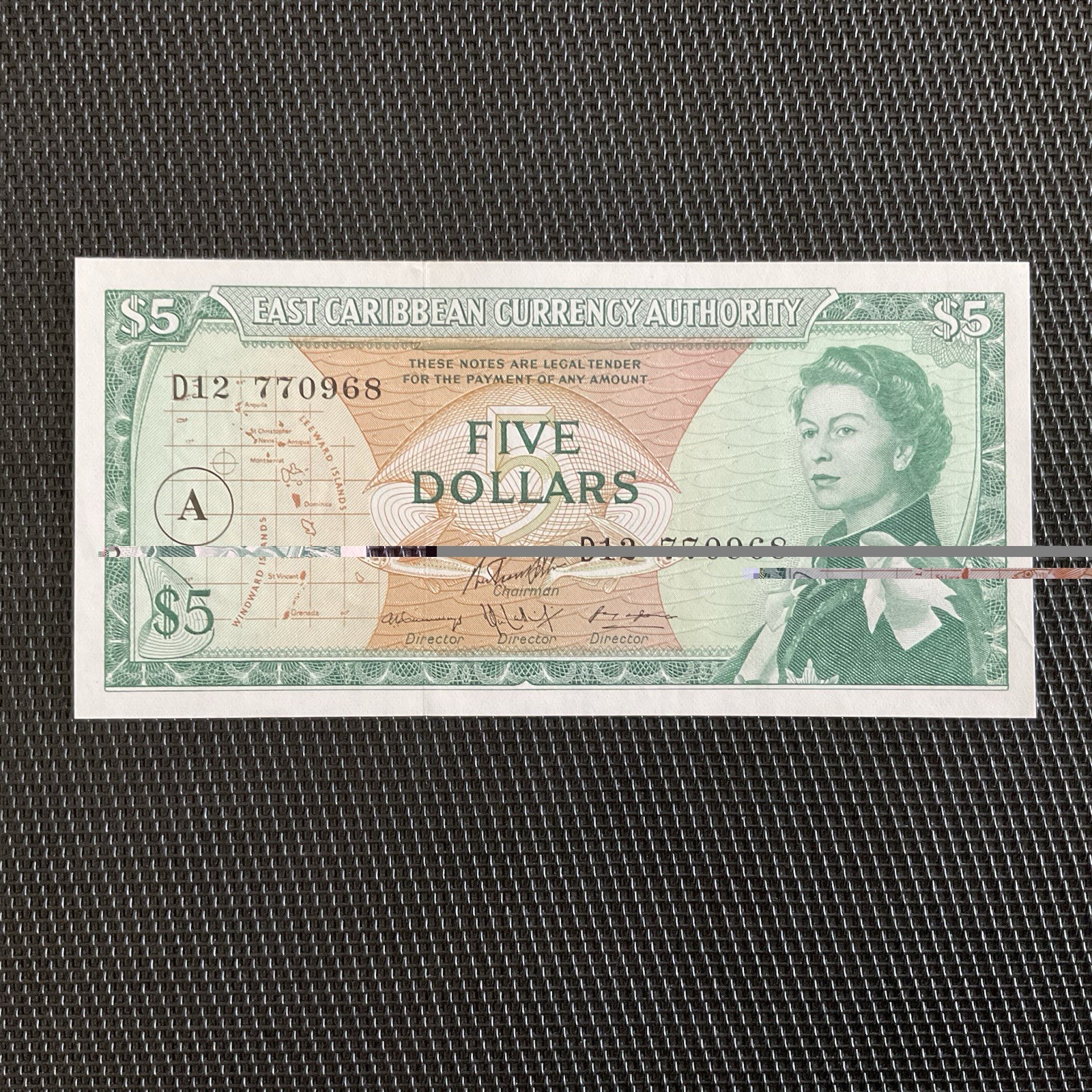 EAST CARIBBEAN: 5 Dollars 1965, Lettre A, Antigua, Pick 14i, NEUF/UNC 💥