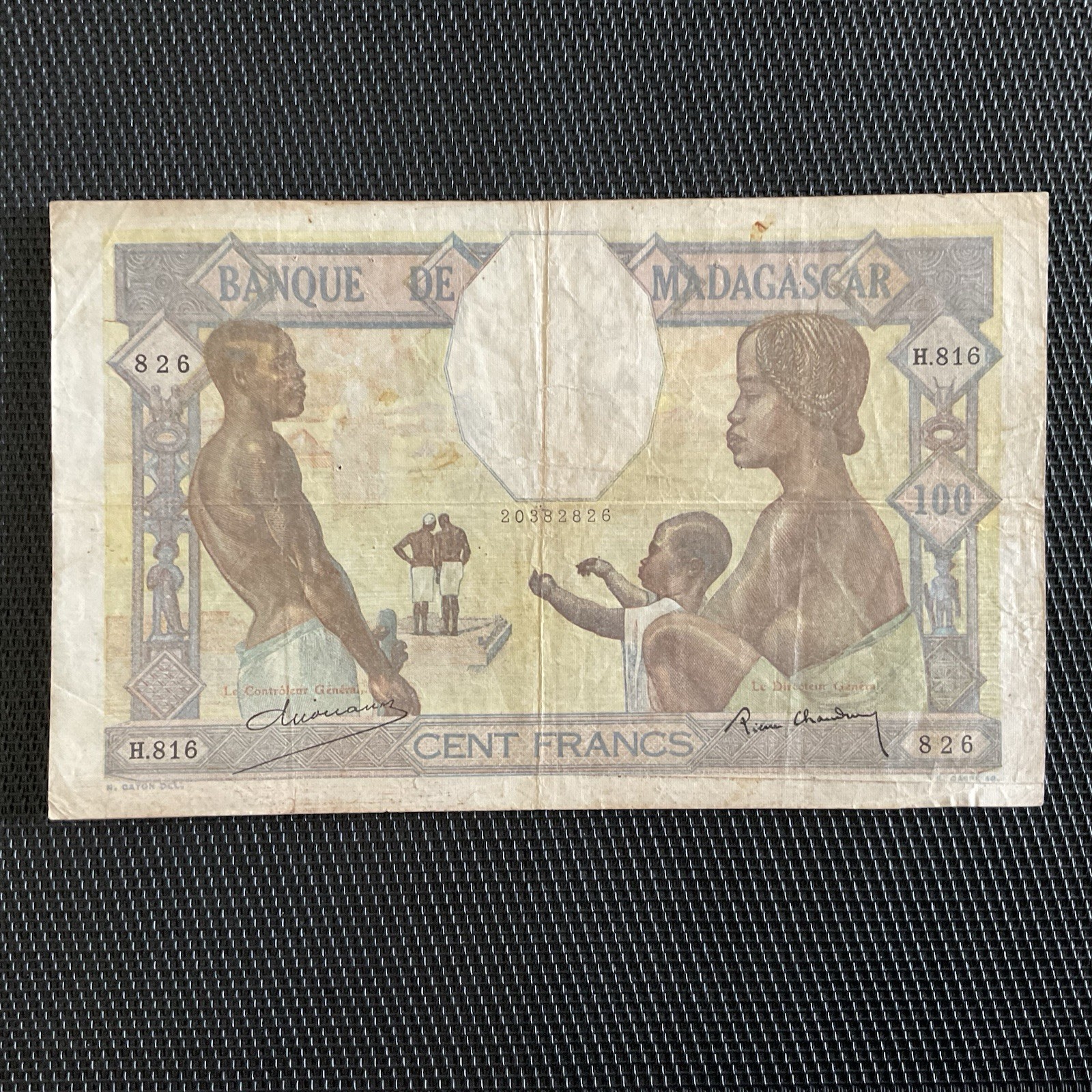 MADAGASCAR: 100 Francs ND 1937, Pick 40b, TB/F 🌐