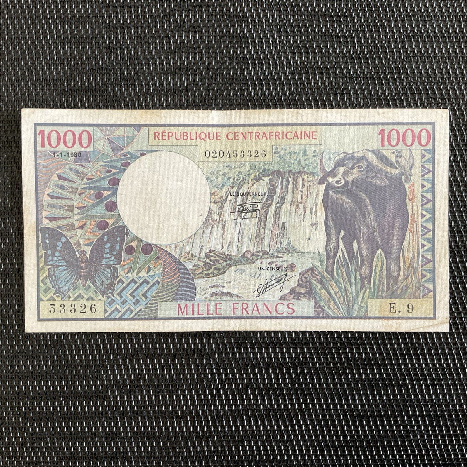 RÉP. CENTRAFRICAINE: 1000 Francs 01/01/1980, Pick 10a, TTB/VF 🌐