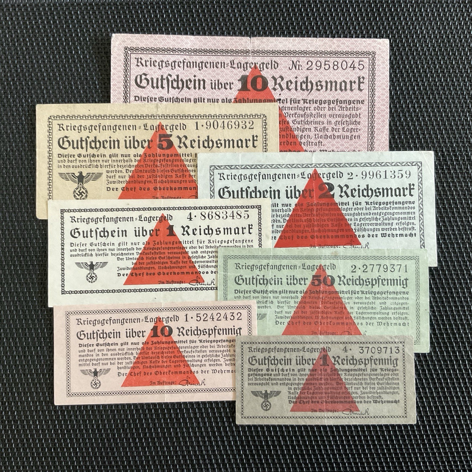 ALLEMAGNE: 1 à 10 Reichmark 1939, Prisonniers De Guerre, P Ro 515/521, TTB/SUP💥