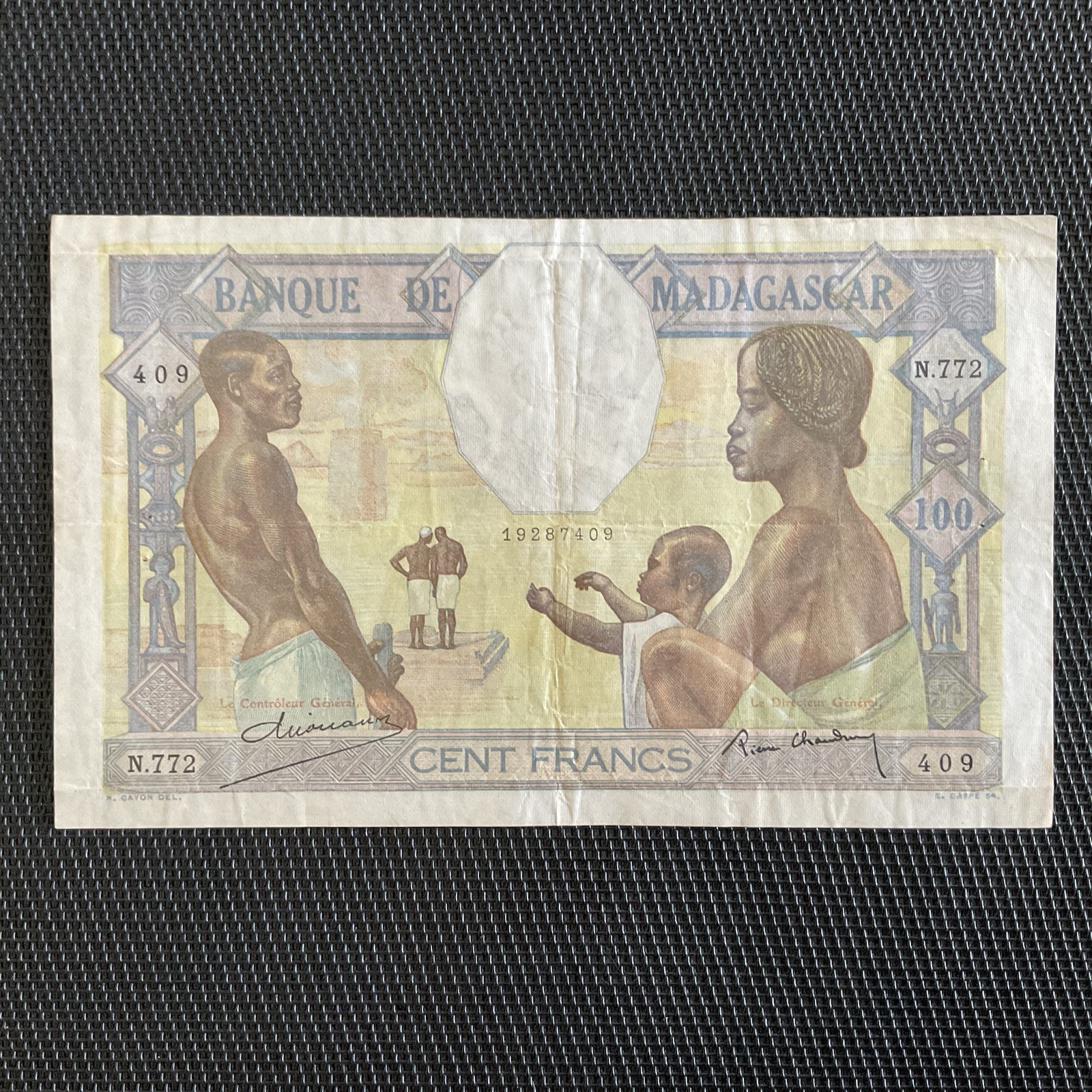 MADAGASCAR: 100 Francs ND 1937, Pick 40b, TTB/VF 🌐