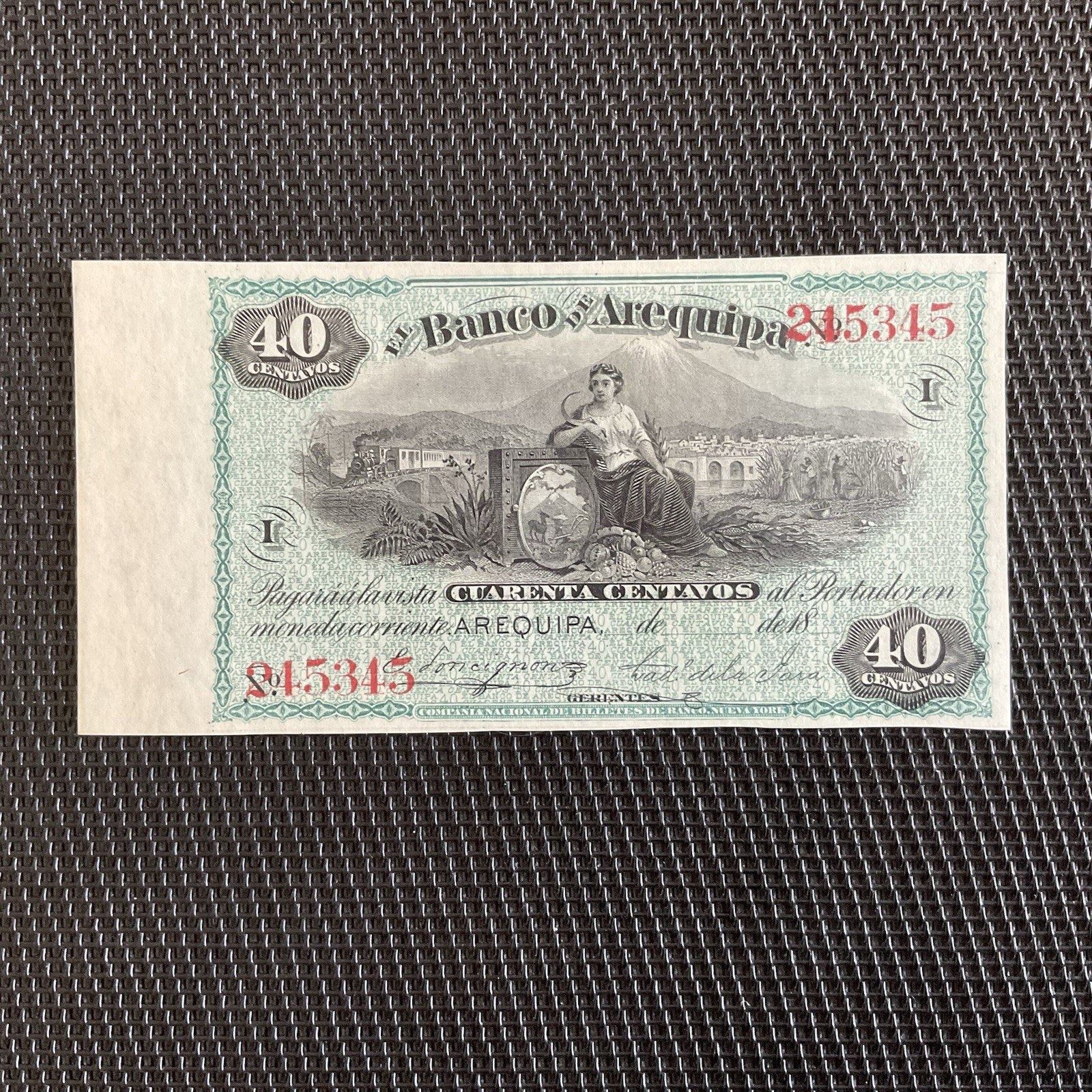 PÉROU: 40 Centavos 1874 ( Environ), Banco Arequipa, Pick S116, Pr.NEUF/AUNC 💥
