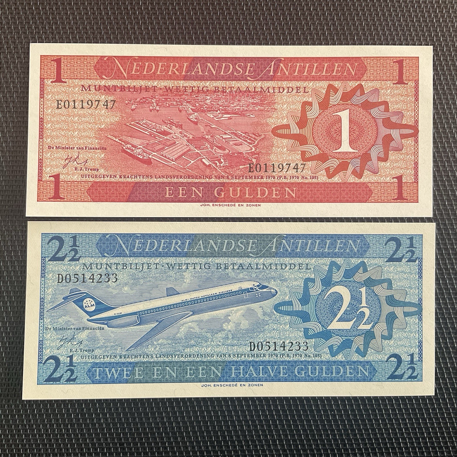 ANTILLES NÉERLANDAISES: 1 et 2,5 Gulden 08/09/1970, Pick 20/21, NEUFS/UNC 💥