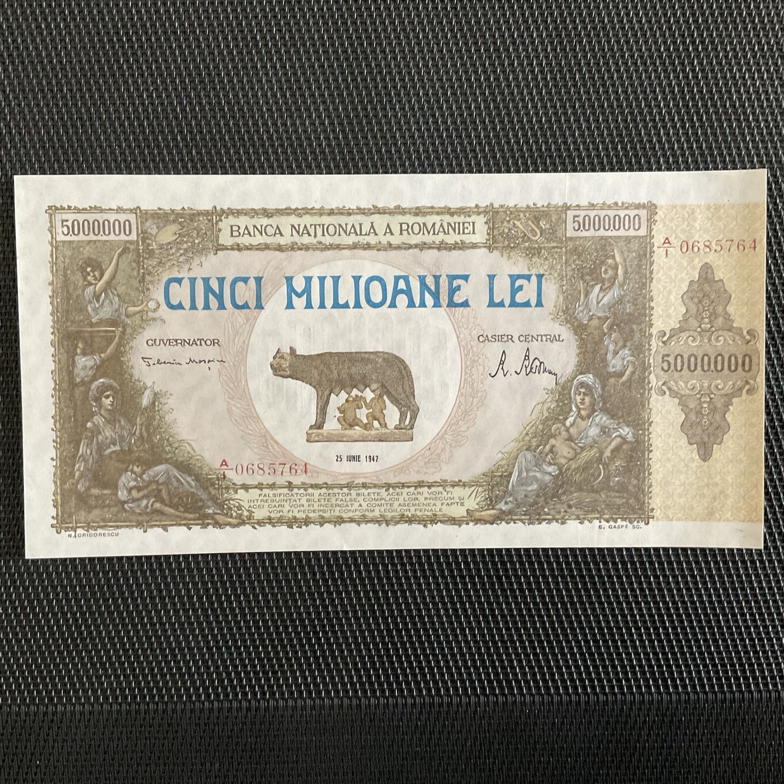 ROUMANIE: 5 000 000 Lei 25/06/1947, Alph A1, Pick 61, Pr.NEUF/AUNC 🔥a