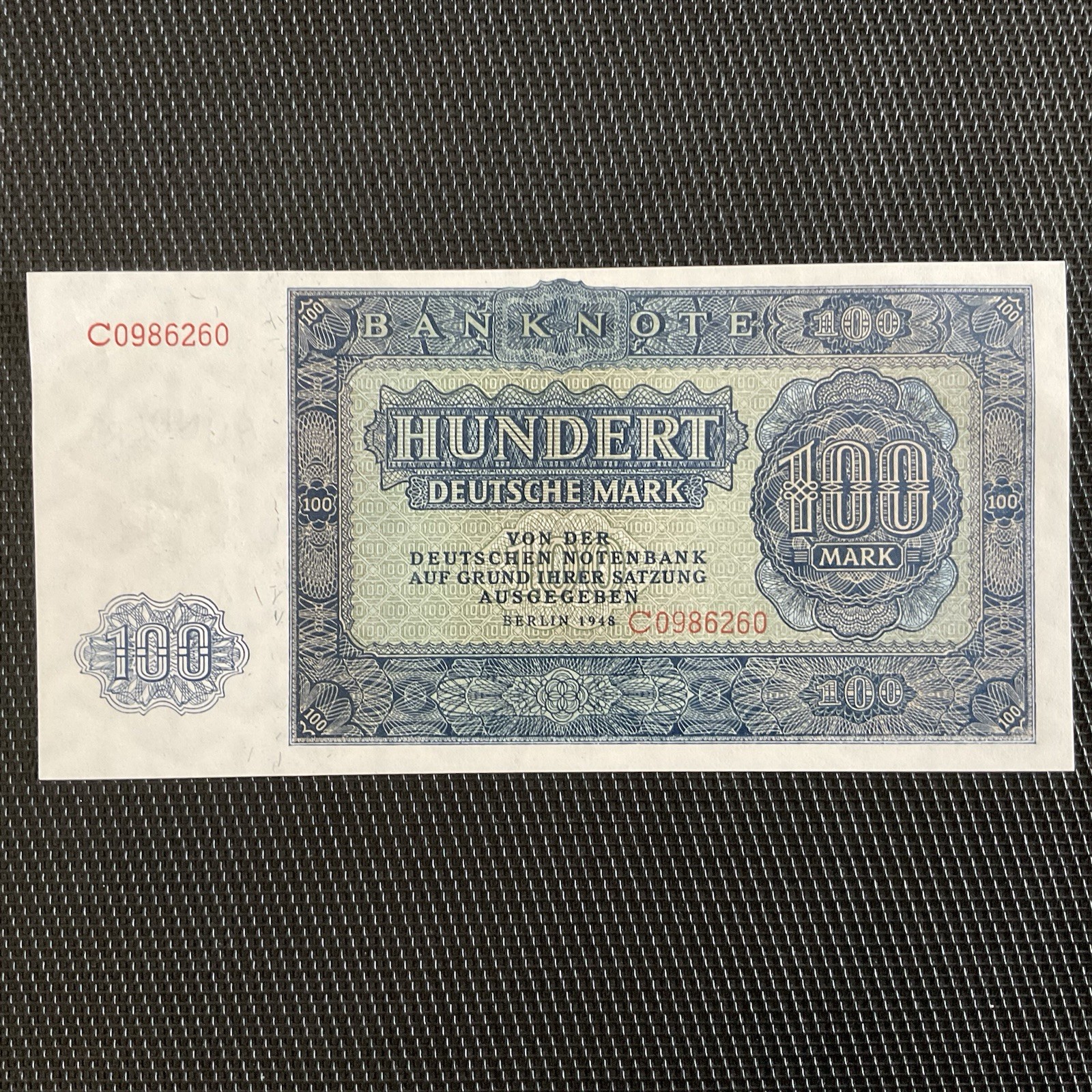 ALLEMAGNE DE L’EST: 100 Deutsche Mark 1948, Pick 15, Pr.NEUF/AUNC 🌐