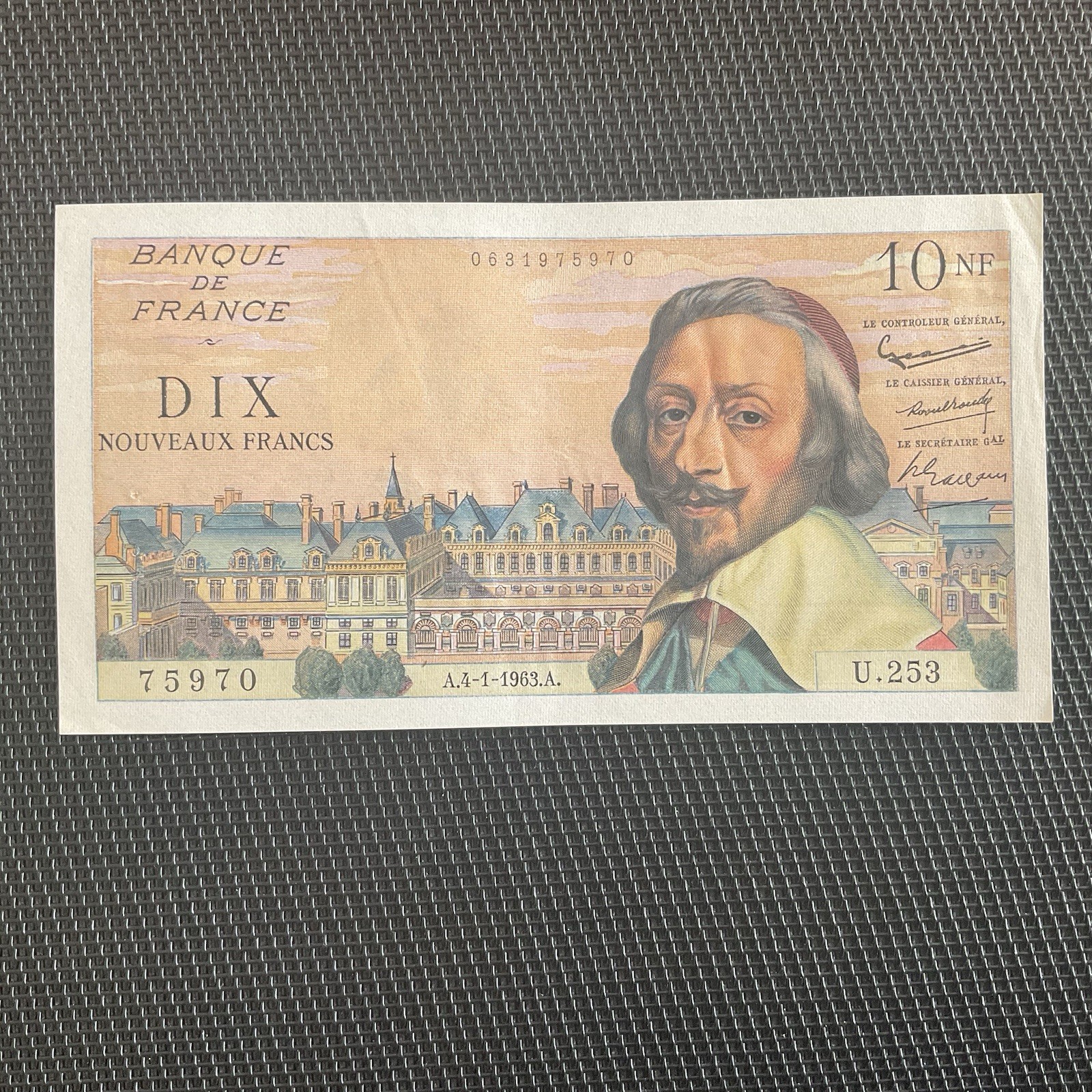 FRANCE: 10NF Richelieu 04/01/1963, Dernière Date Rare, F57-22, SUP/SUP+ 🇫🇷